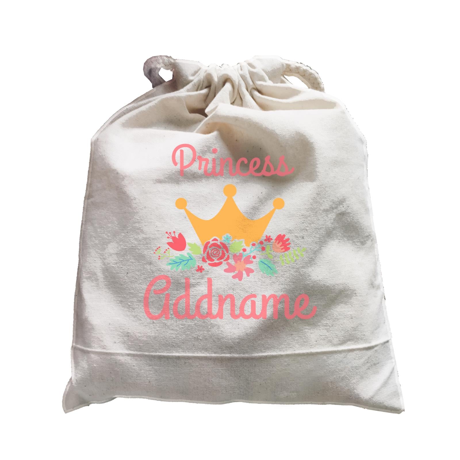 Princess Addname with Tiara and Flowers Satchel