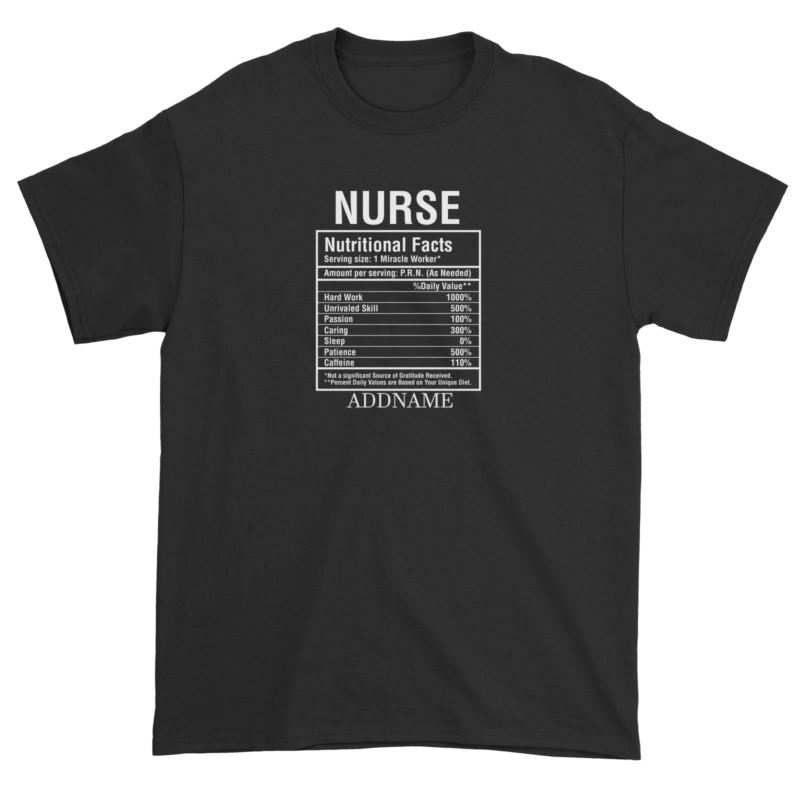 Nurse Nutritional Facts Unisex T-Shirt