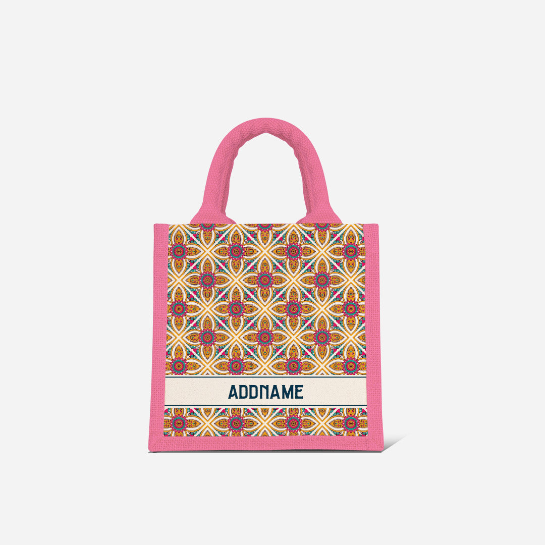 Pookal Series Half Lining Lunch Bag - Vibrant Tiles Light Pink