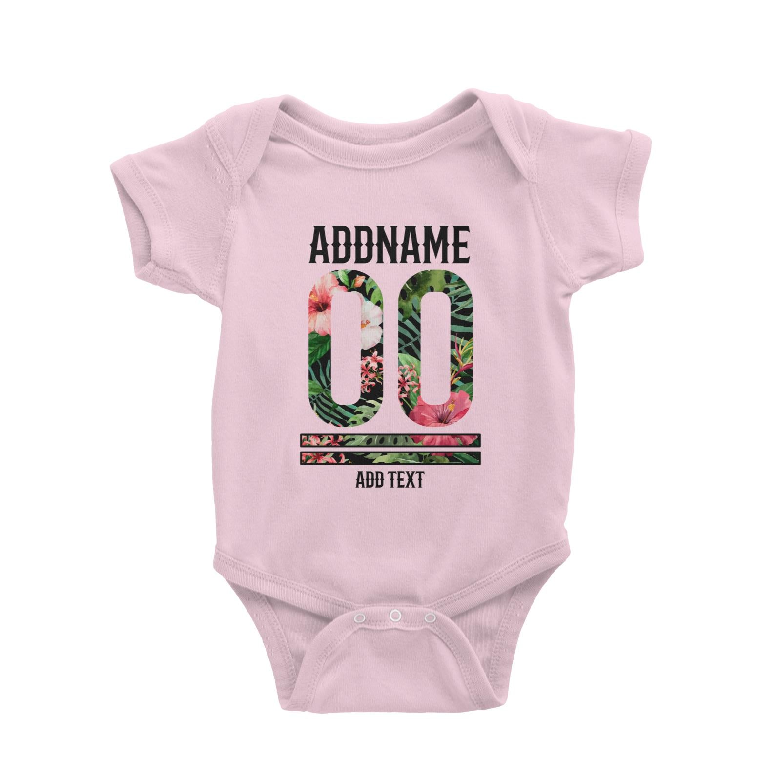 Tropical Leaves With Bunga Raya Personalizable with Name Number and Text Baby Romper