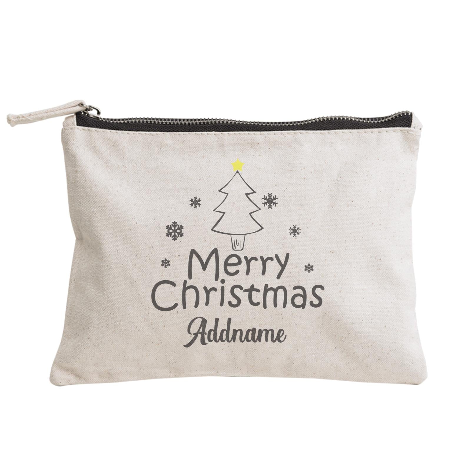 Christmas Series Merry Christmas Tree with Snowflakes Zipper Pouch