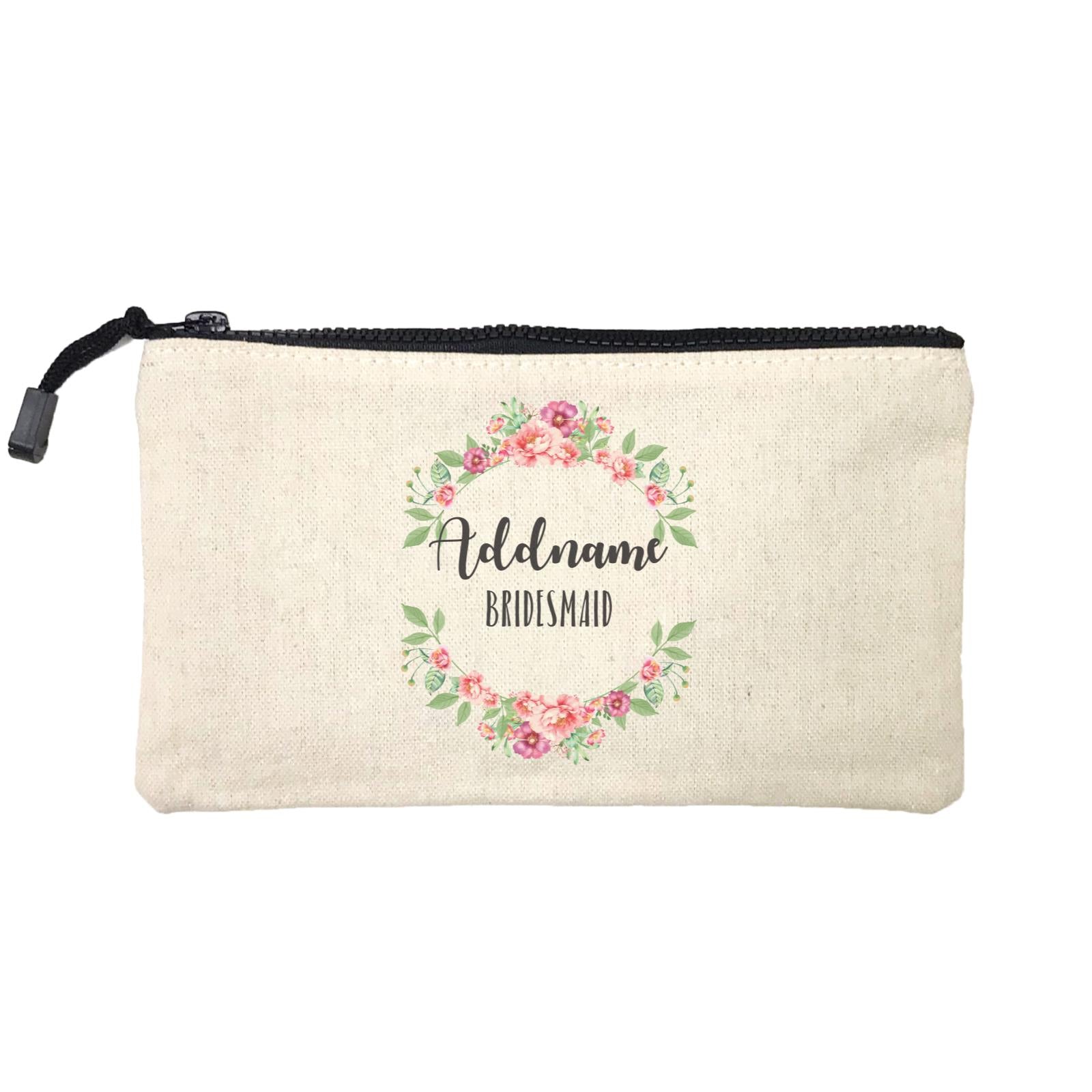Bridesmaid Floral Sweet Coral Flower Wreath Bridesmaid Addname Mini Accessories Stationery Pouch