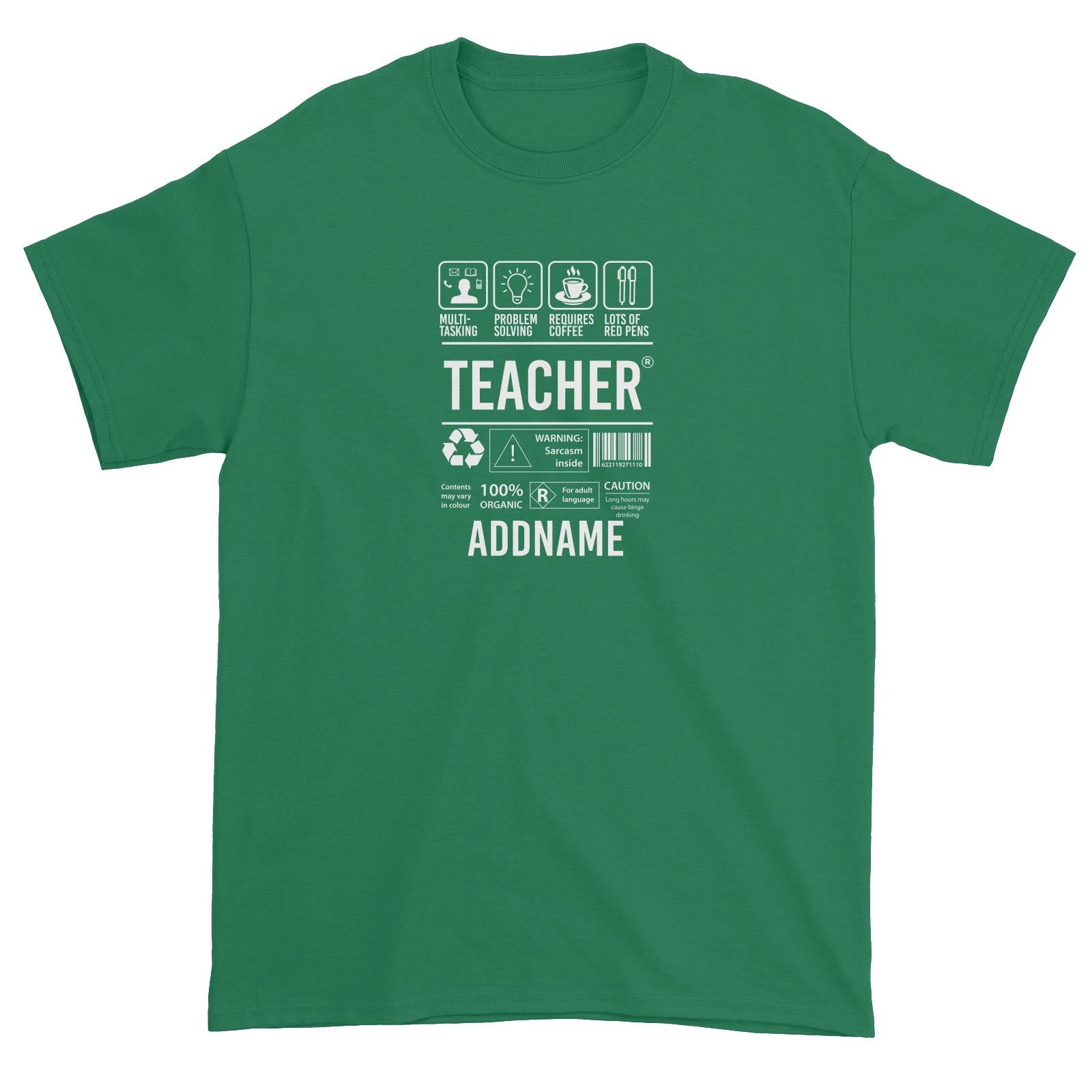 Typography Series - Teacher Infographic Warning Unisex T-Shirt
