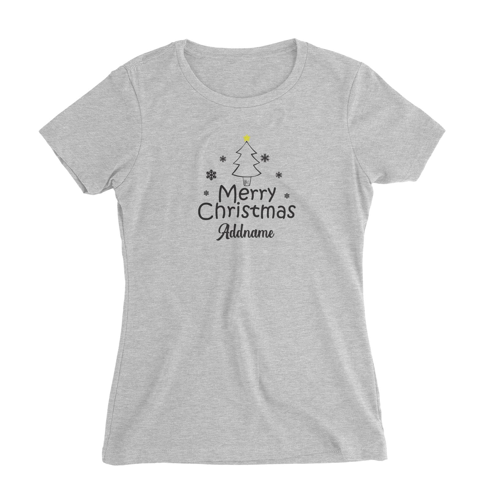 Christmas Series Merry Christmas Tree with Snowflakes Women's Slim Fit T-Shirt