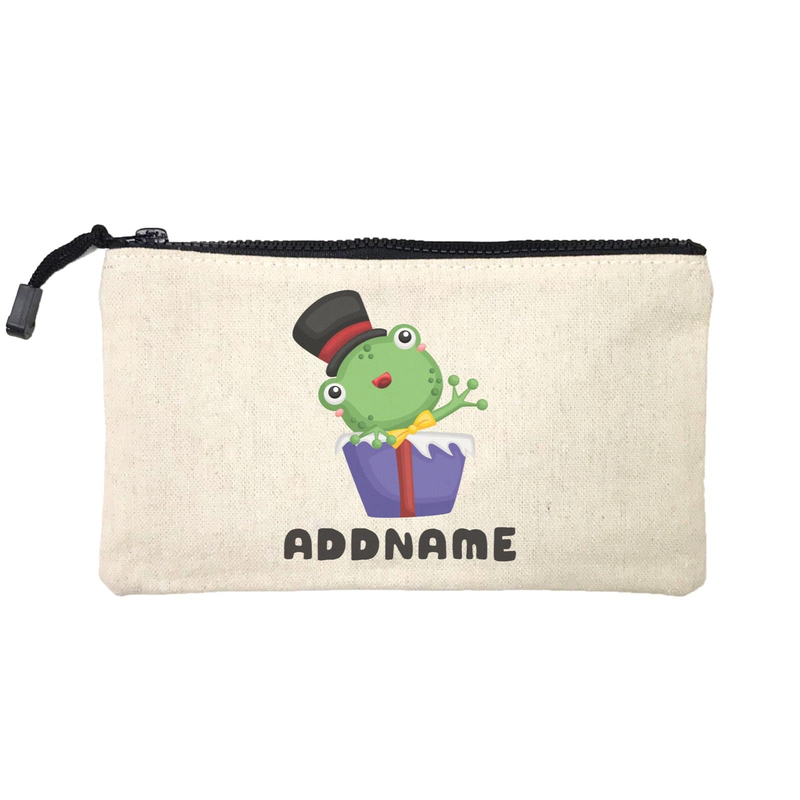 Birthday Frog Frog Wearing Hat Inside Present Box Addname Mini Accessories Stationery Pouch