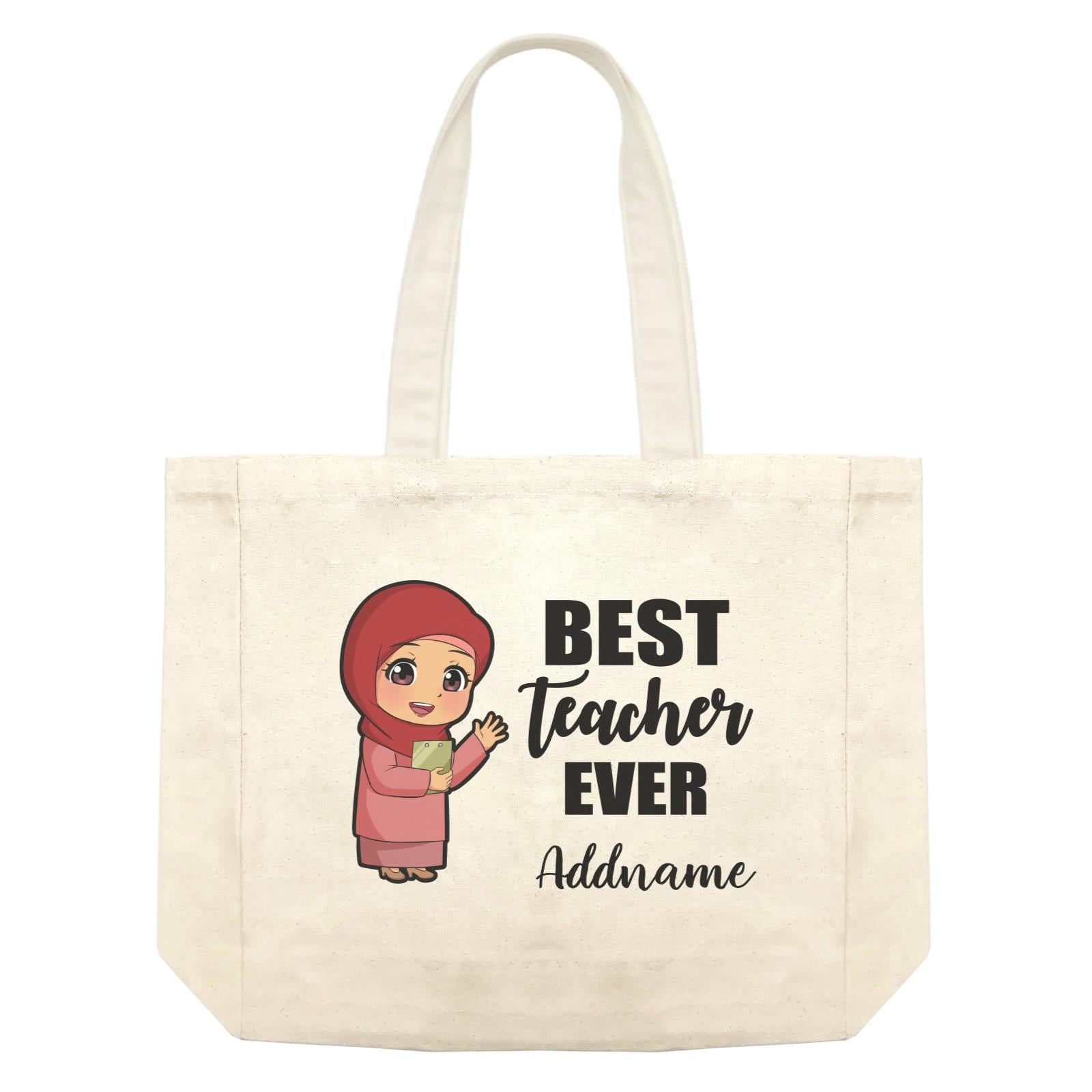 Chibi Teachers Malay Woman Best Teacher Ever Addname Shopping Bag