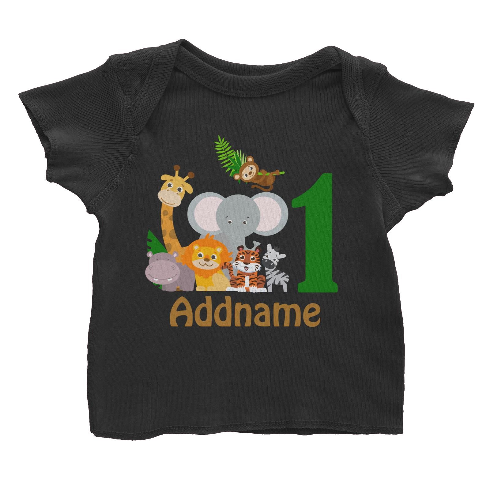 Animal Safari Jungle Birthday Theme Personalizable with Name and Number Baby T-Shirt