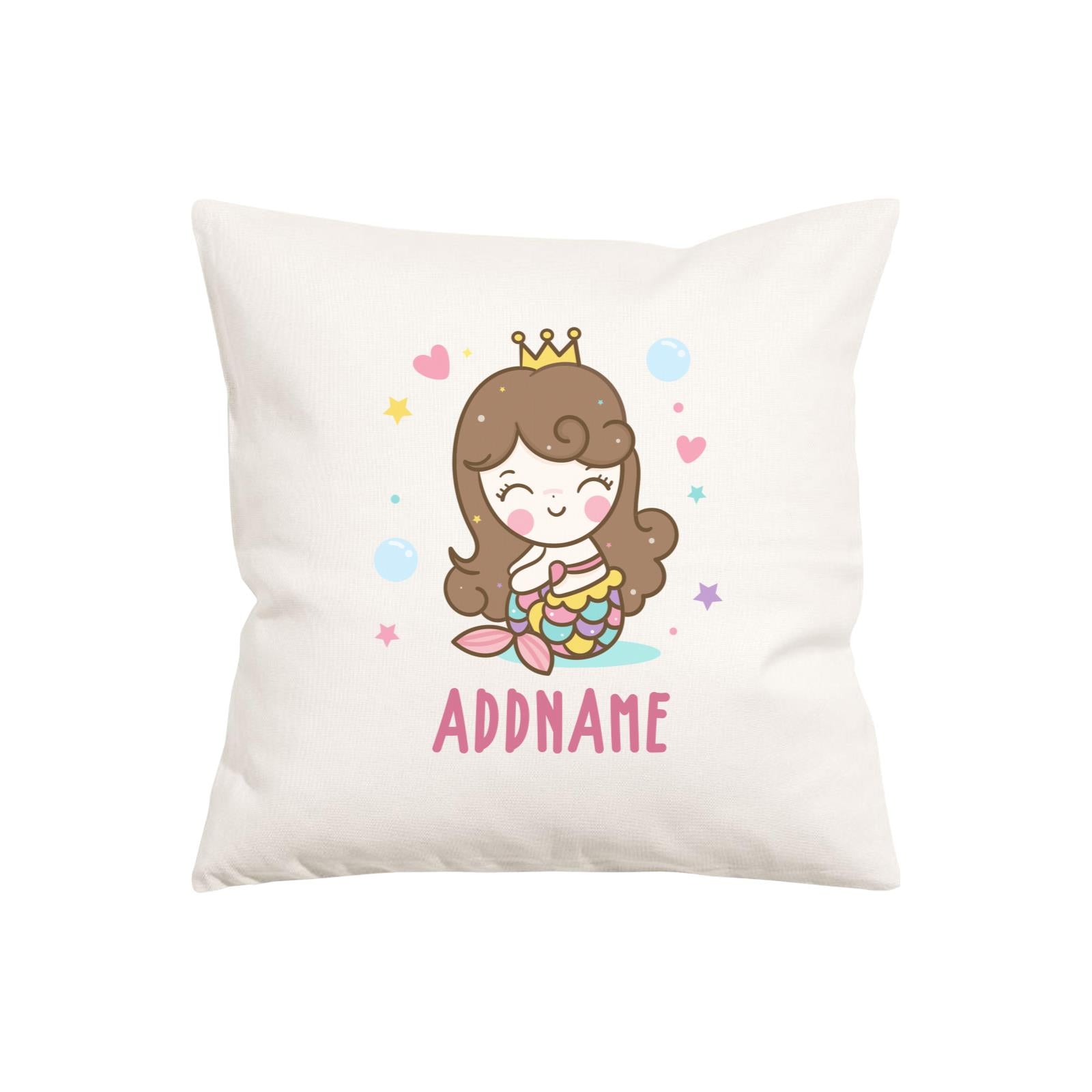 Unicorn And Princess Series Cute Happy Sitting Mermaid Girl Addname Pillow Cushion