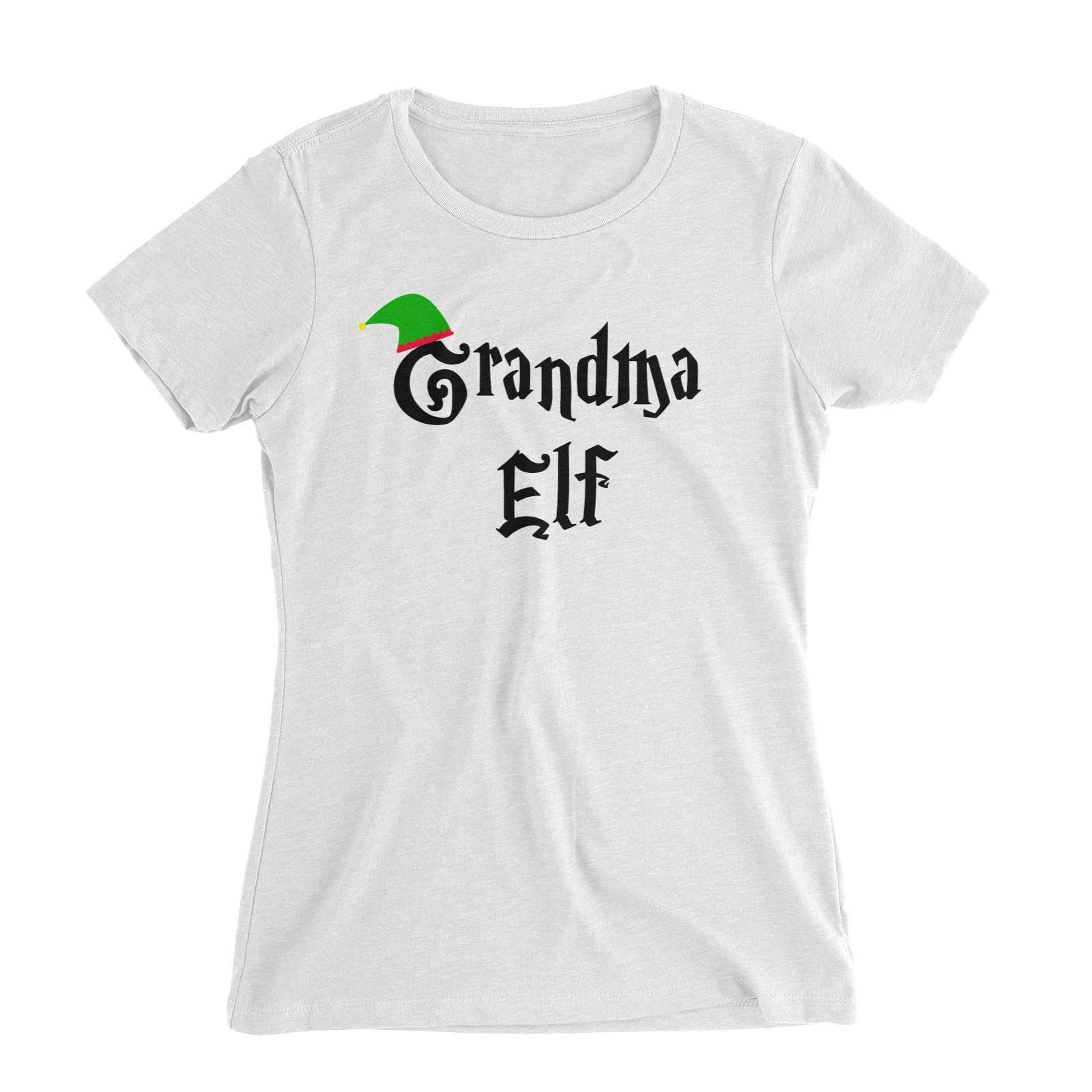 Grandma Elf With Hat Women's Slim Fit T-Shirt Christmas Matching Family