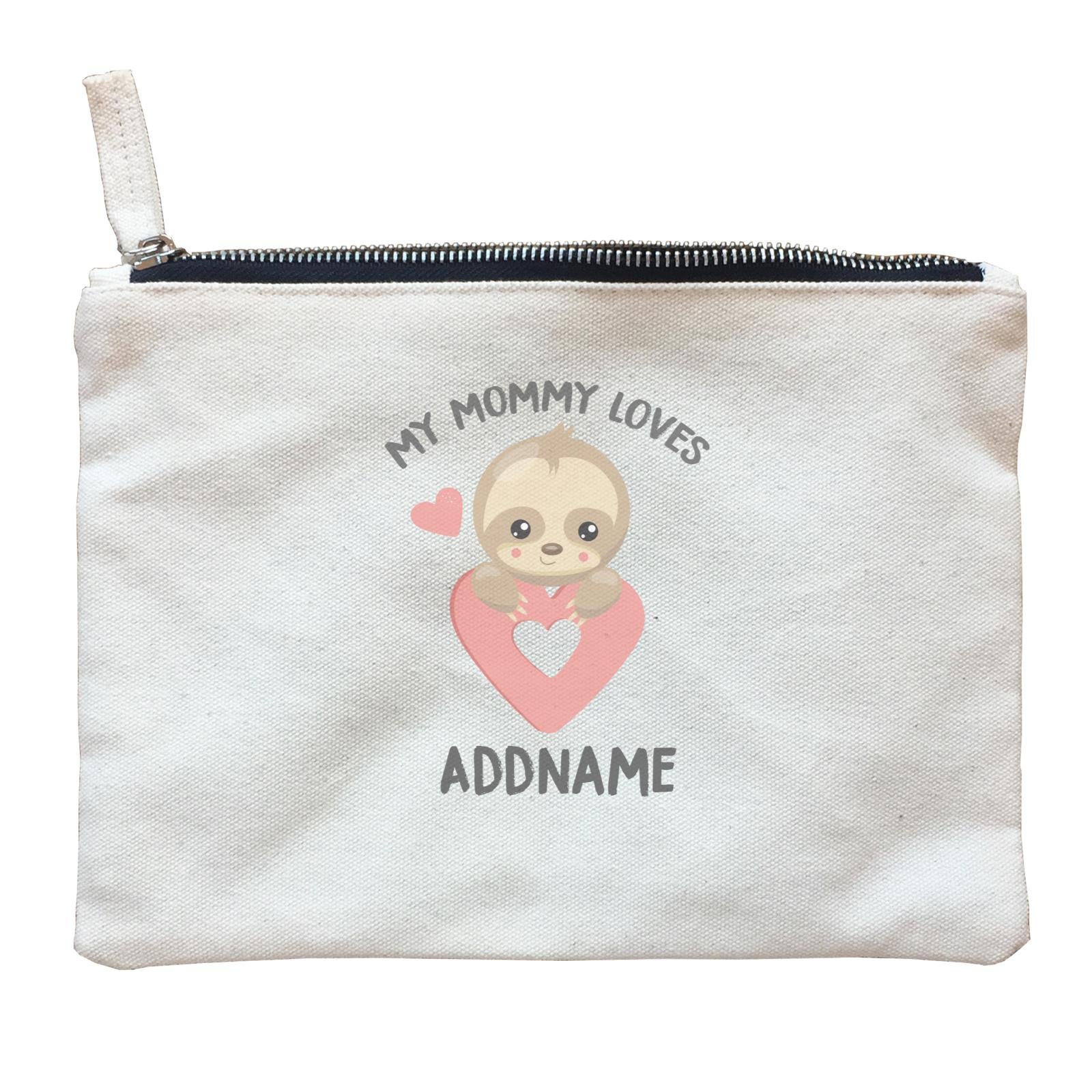 Cute Sloth My Mommy Loves Addname Zipper Pouch