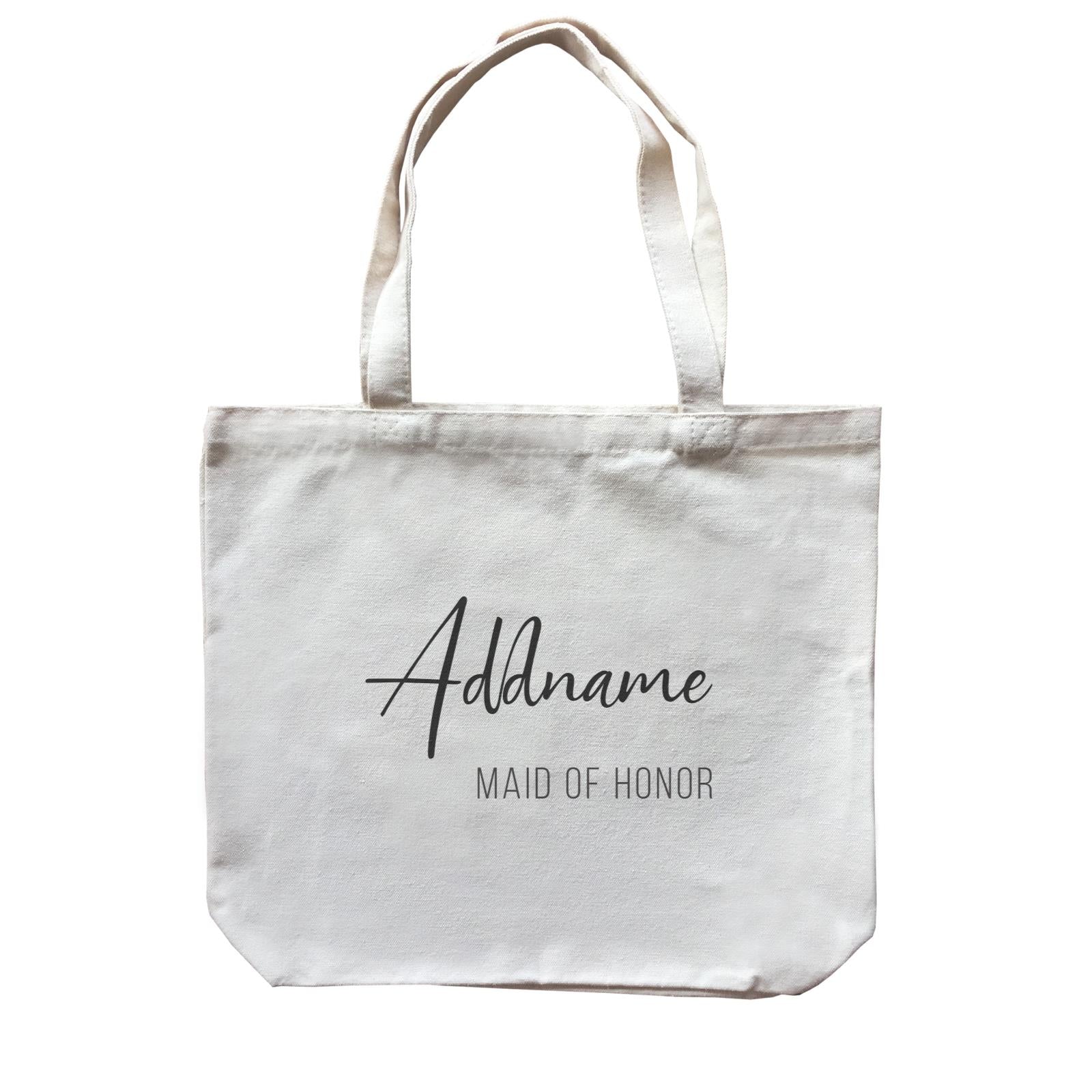 Bridesmaid Calligraphy Addname Modern Maid Of Honour Accessories Canvas Bag