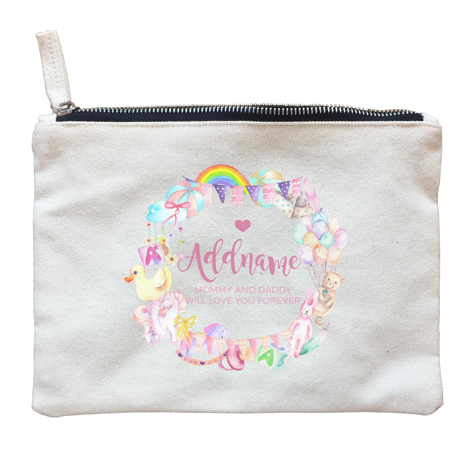Watercolour Magical Girlish Creatures and Elements Personalizable with Name and Text Zipper Pouch