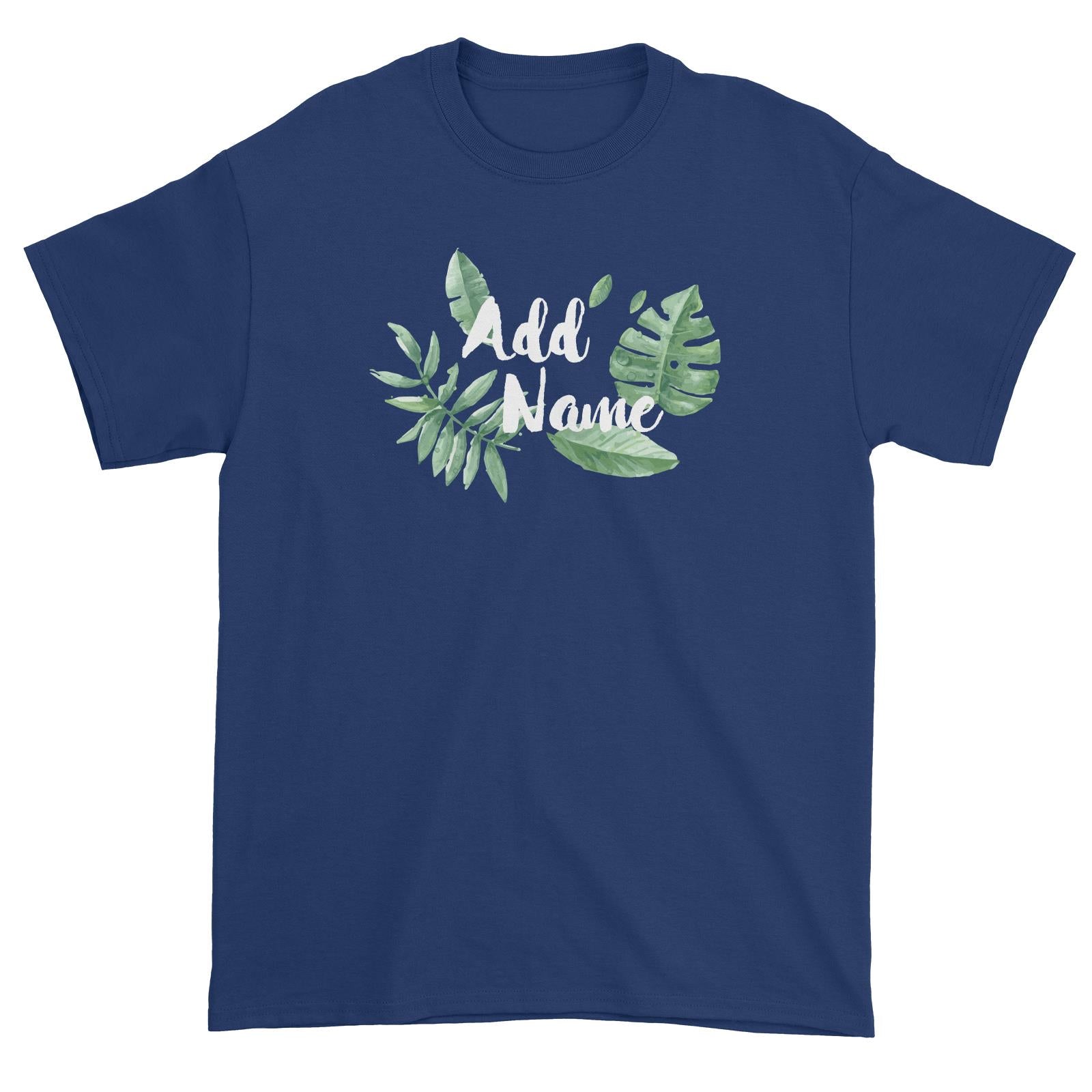 Tropical Leaves Addname Unisex T-Shirt Basic Matching Family