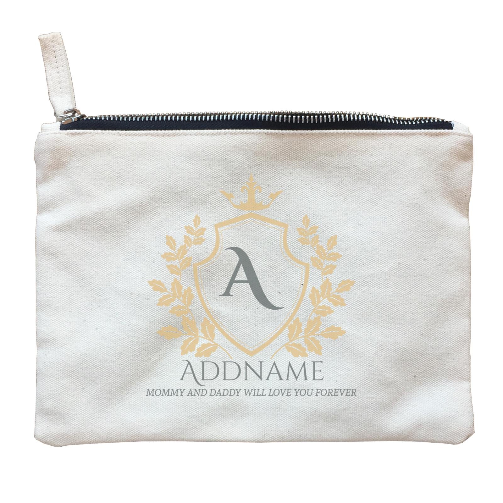 Royal Emblem Logo with Crown 2 Personalizable with Initial Name and Text Zipper Pouch