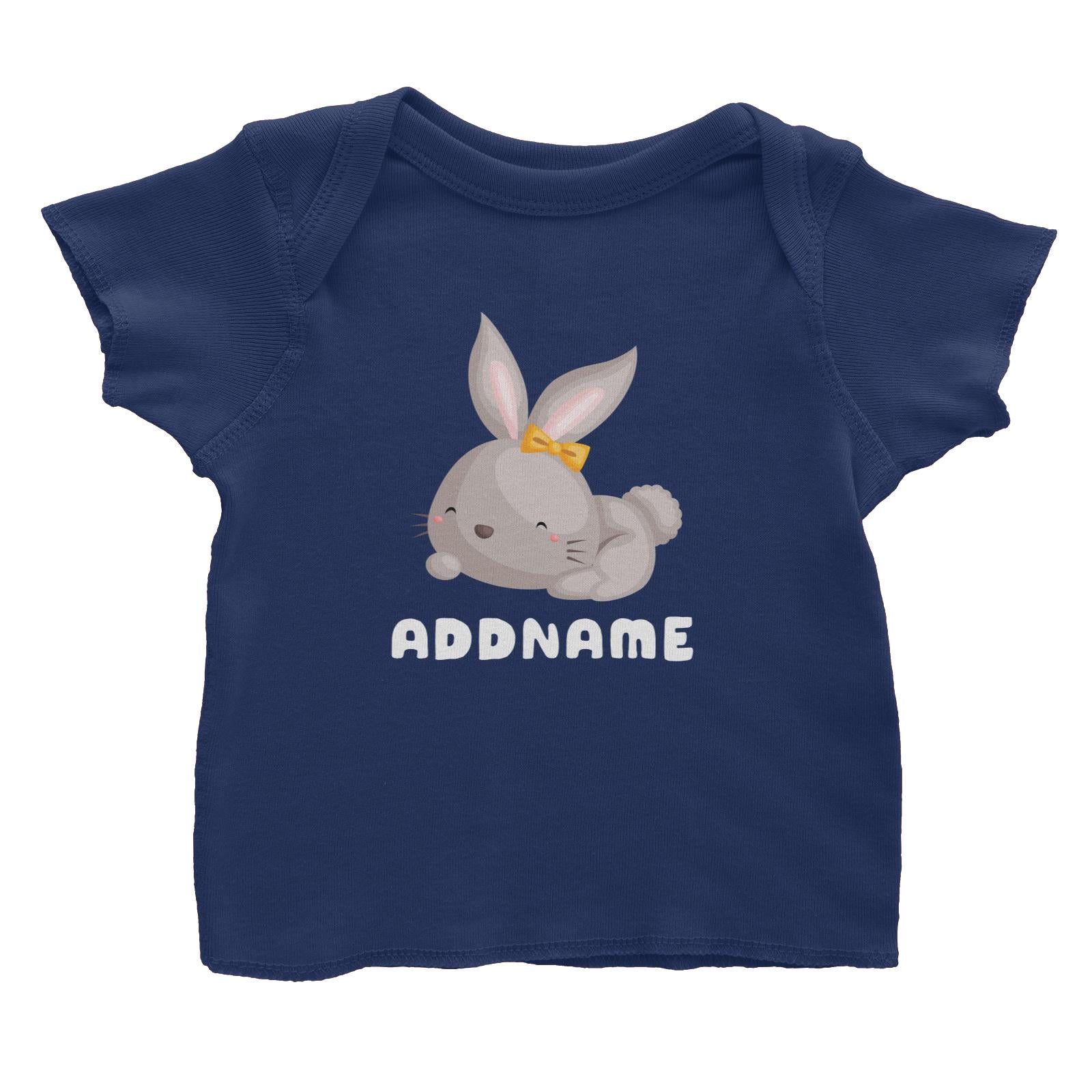 Birthday Friendly Animals Happy Rabbit Wearing Ribbon Addname Baby T-Shirt