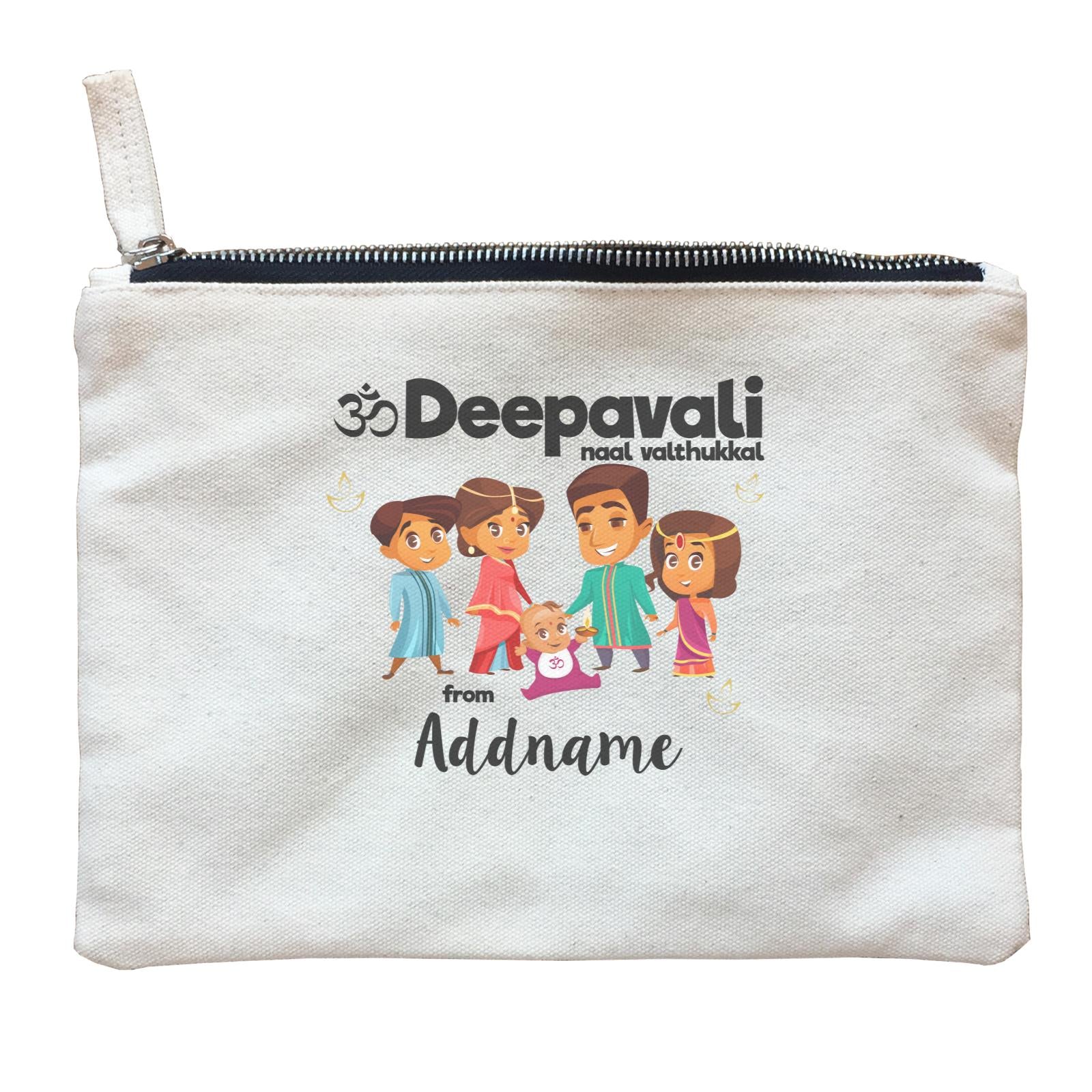 Cute Family Of Five OM Deepavali From Addname Zipper Pouch