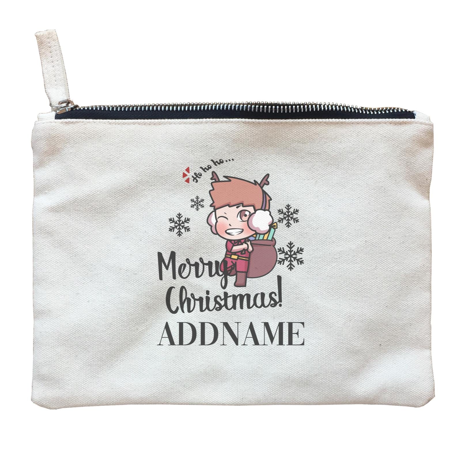 Xmas Christmas Chibi Family Little Boy Wishes Merry Christmas Zipper Pouch