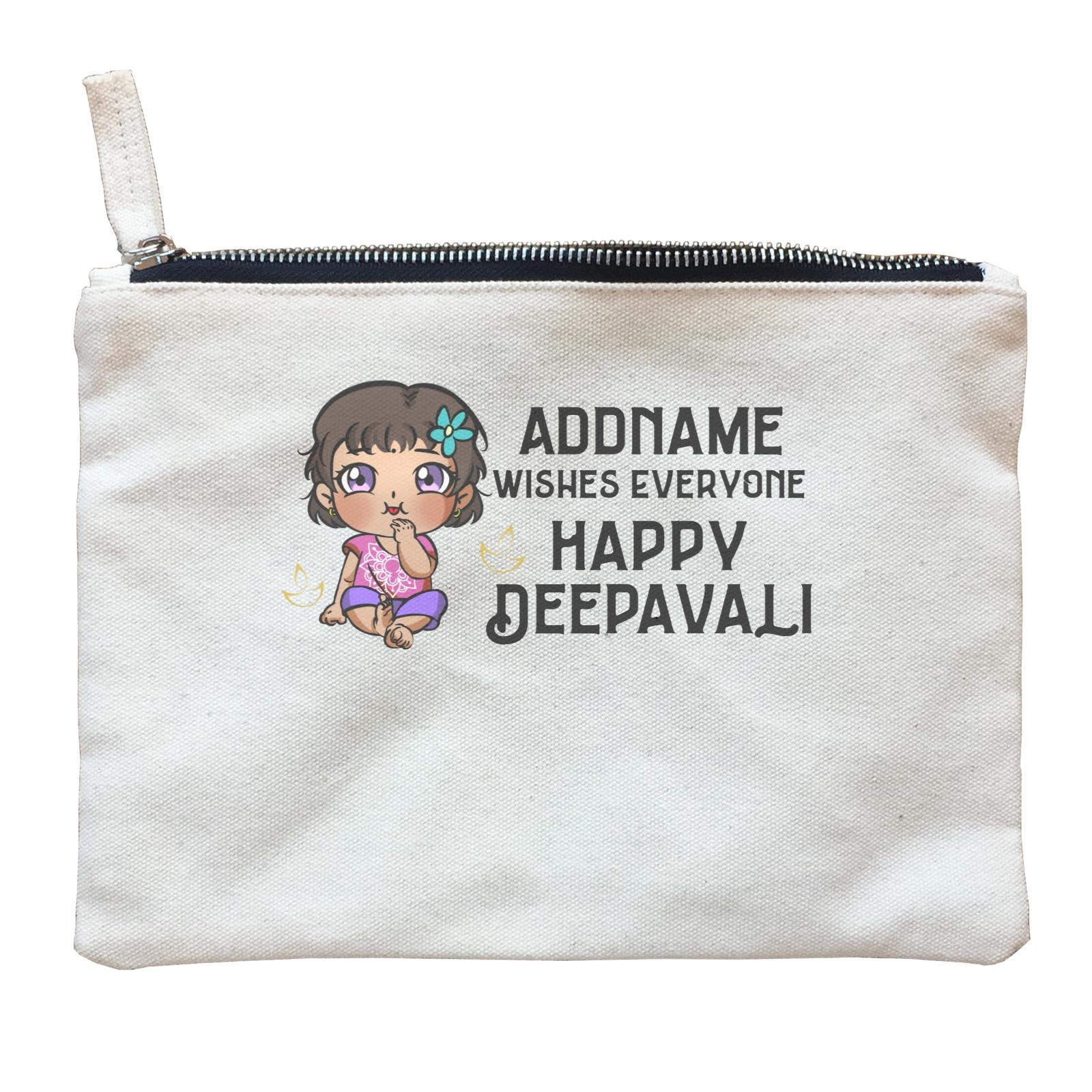Deepavali Chibi Baby Girl Front Addname Wishes Everyone Deepavali Zipper Pouch