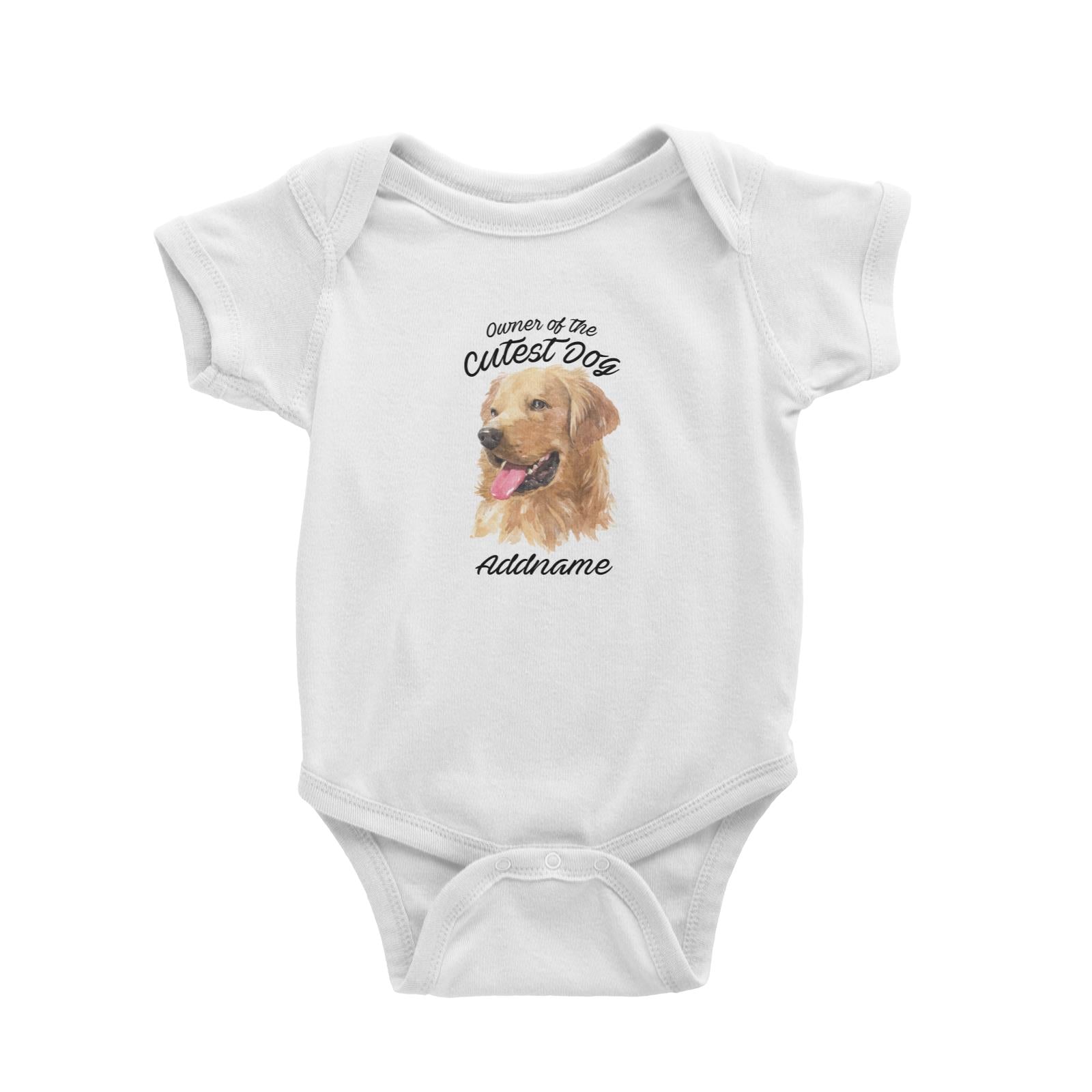 Watercolor Dog Owner Of The Cutest Dog Golden Retriever Left Addname Baby Romper