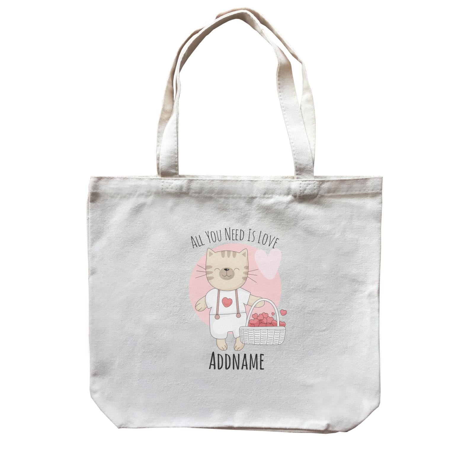 Sweet Animals Sketches Cat All You Need Is Love Addname Canvas Bag