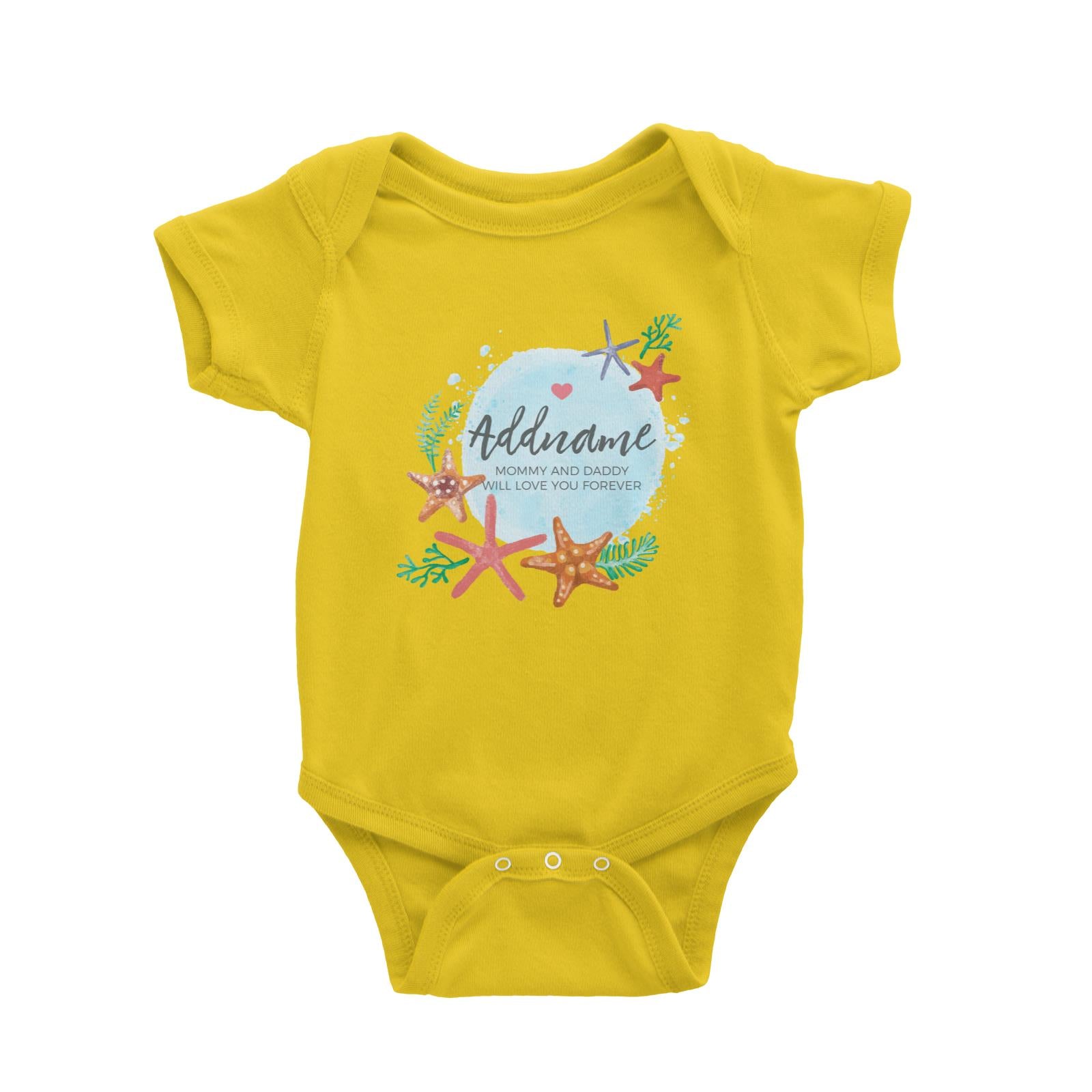Watercolour Starfish and Coral Elements Personalizable with Name and Text Baby Romper