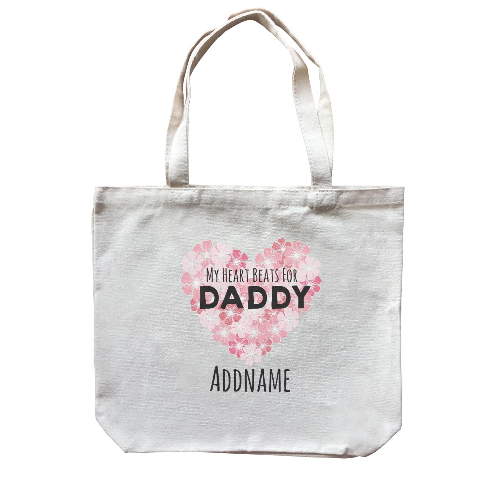 Drawn Mom & Dad Love Heart Beats for Daddy Addname Canvas Bag