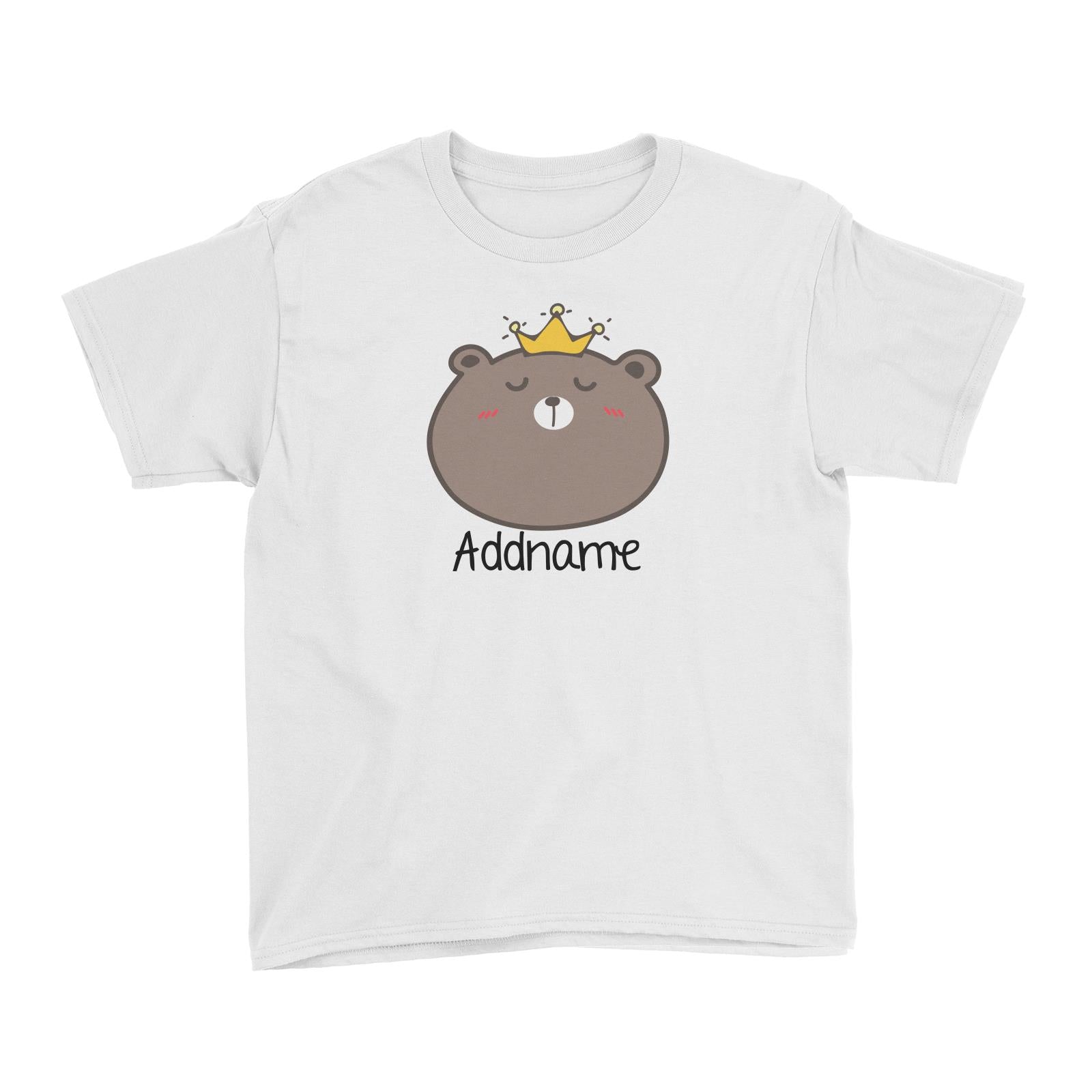 Cute Animals And Friends Series Cute Brown Bear With Crown Addname Kid's T-Shirt