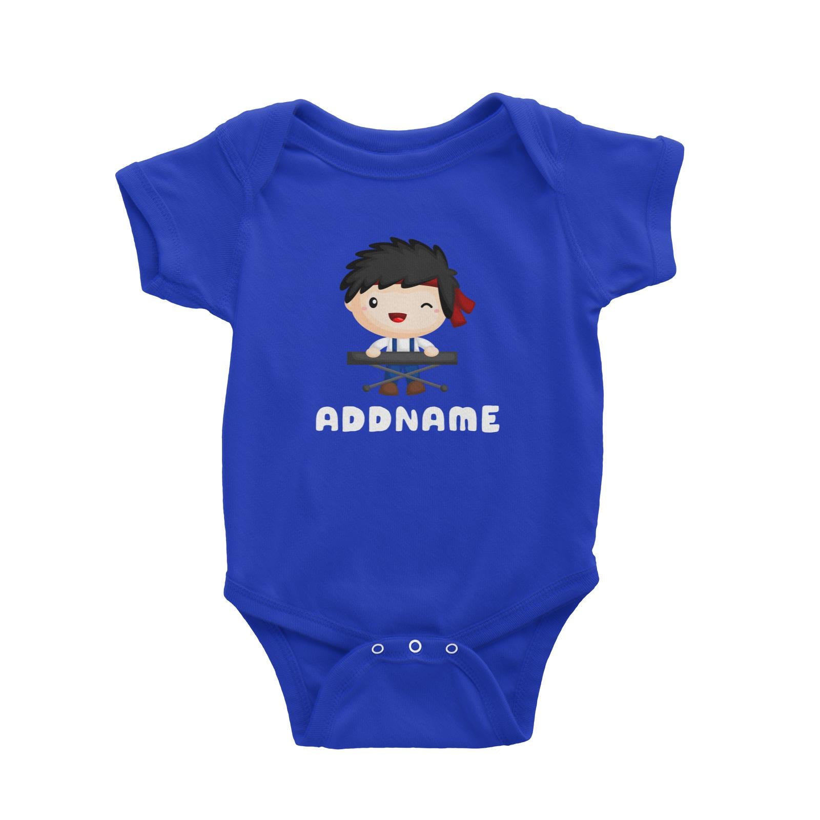 Birthday Music Band Boy Playing Electric Piano Addname Baby Romper