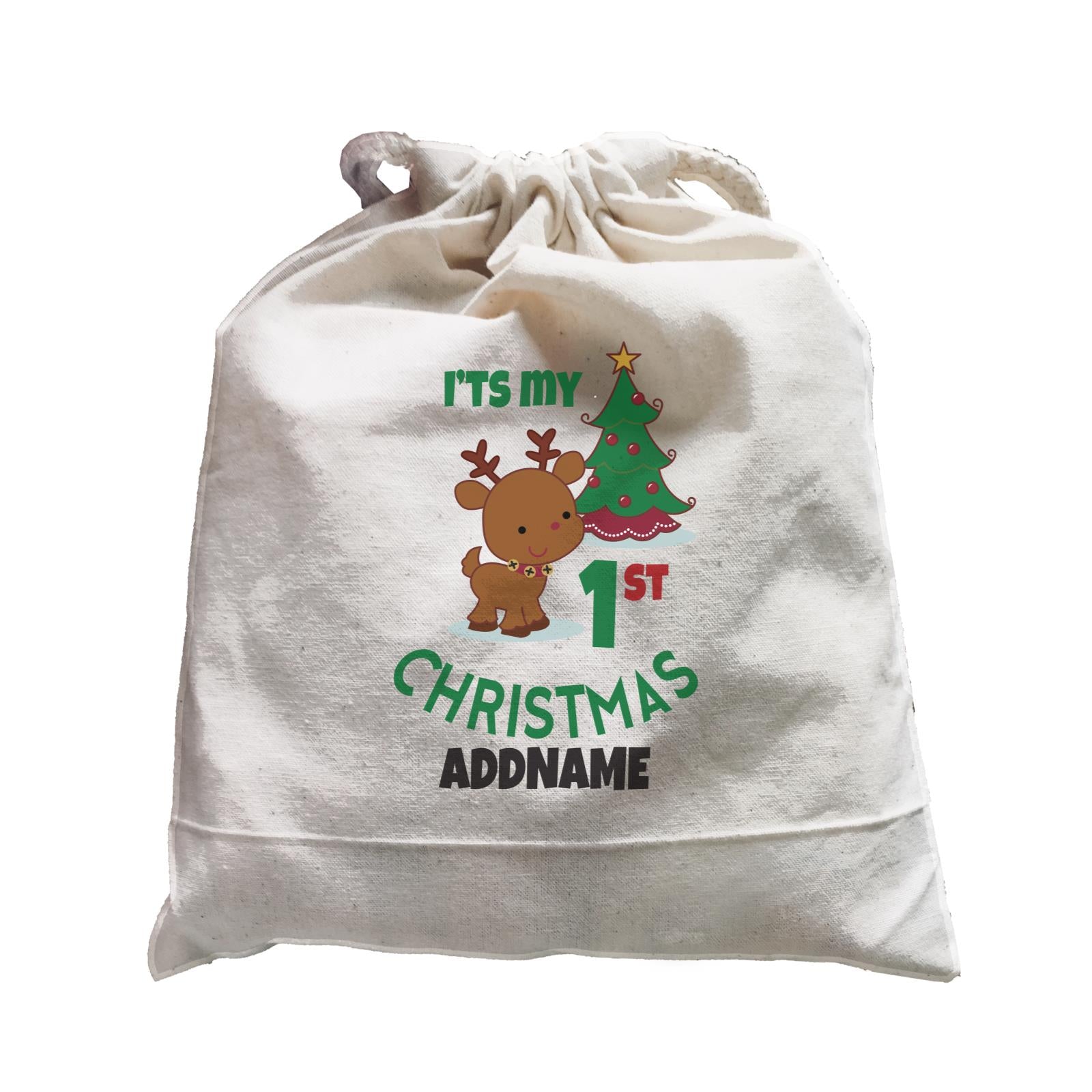 Xmas My 1st Christmas with Cute Reindeer & Christmas Tree Satchel