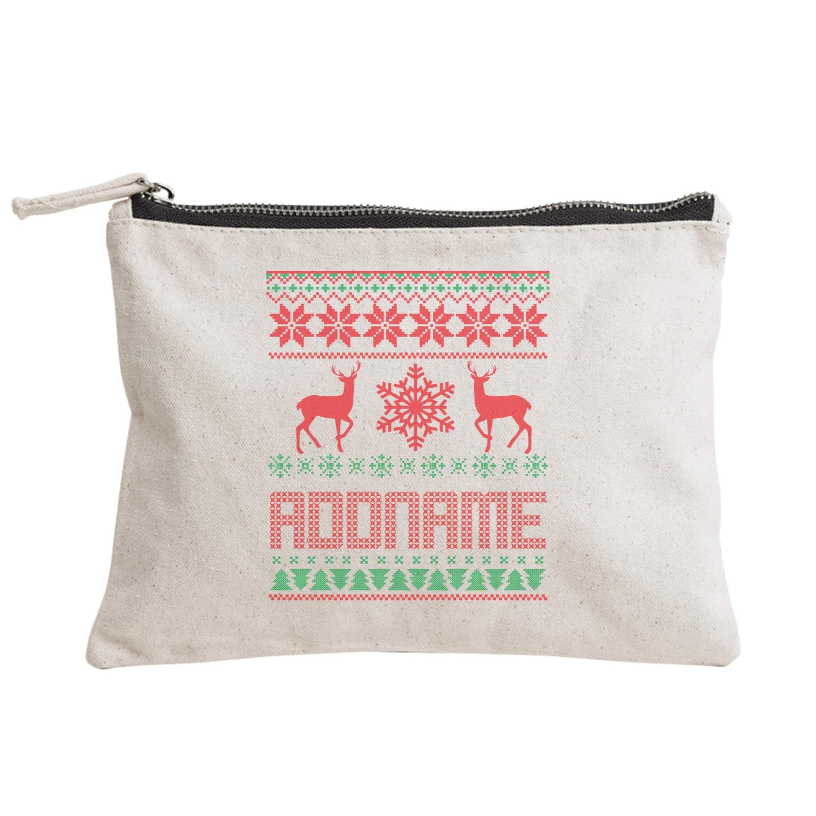 Christmas Series Sweater with Deer Zipper Pouch