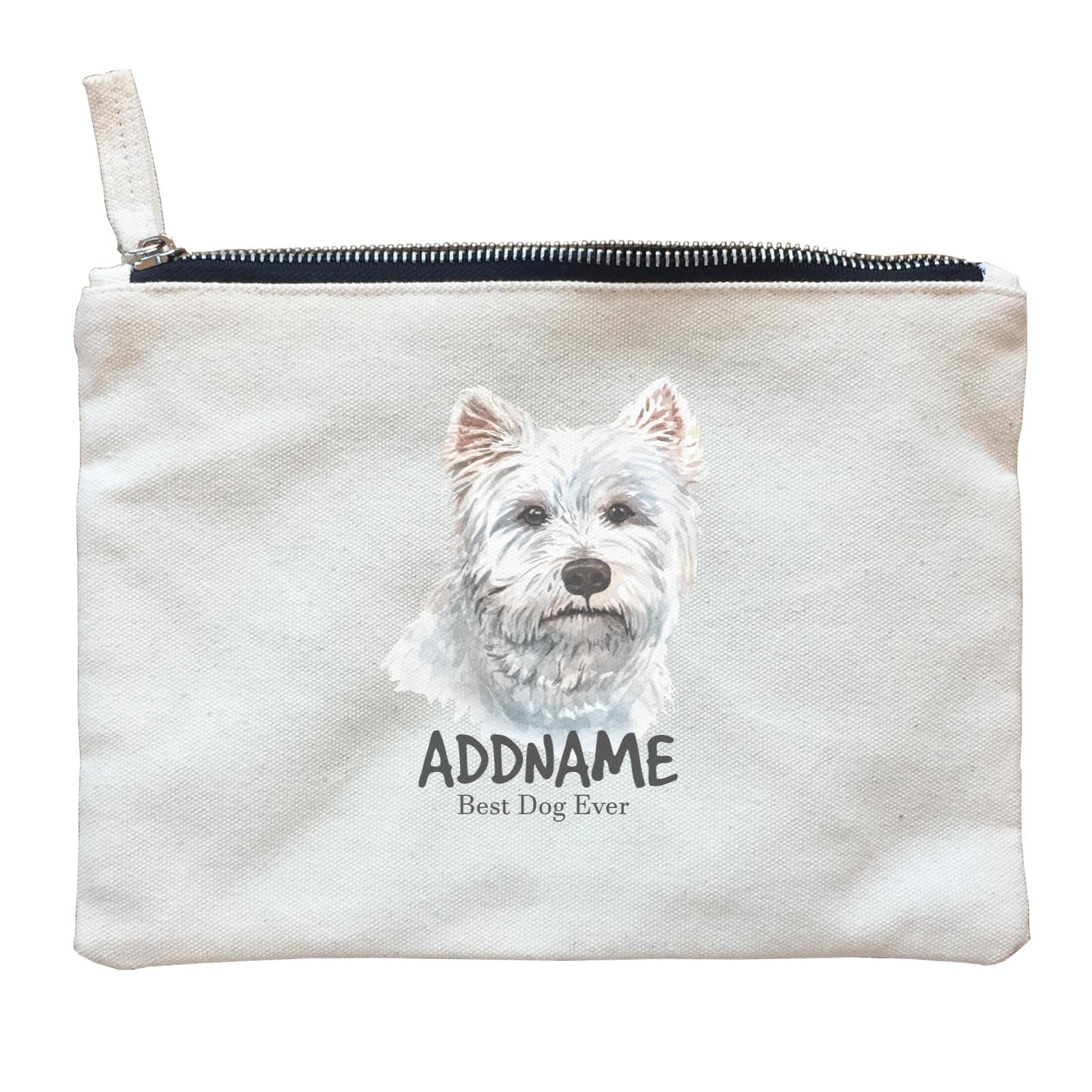 Watercolor Dog West Highland White Terrier Best Dog Ever Addname Zipper Pouch