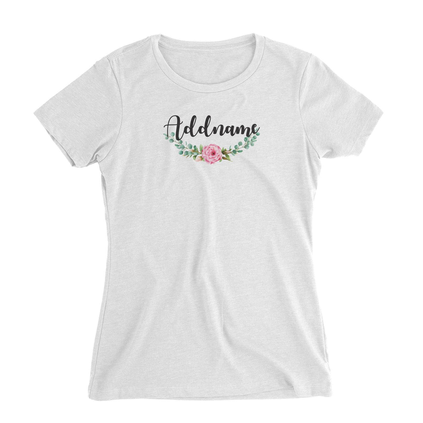 Bridesmaid Floral Modern Pink Flowers Addname Women Slim Fit T-Shirt