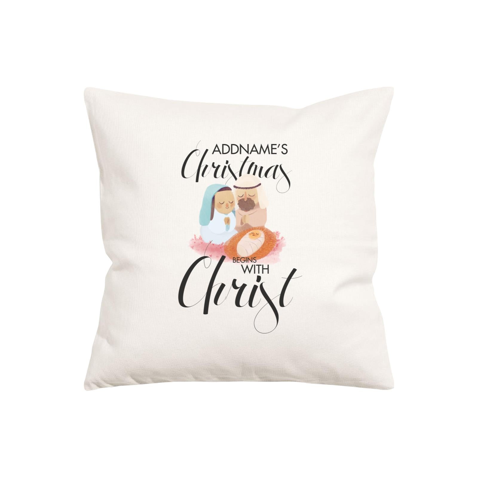 Xmas Cute Nativity Scene Christmas Begins With Christ Pillow Pillow Cushion