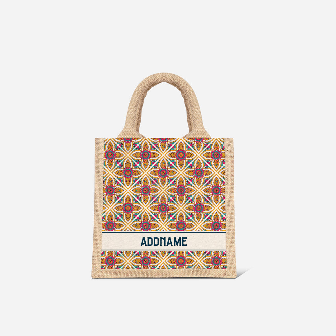 Pookal Series Half Lining Lunch Bag - Vibrant Tiles Natural