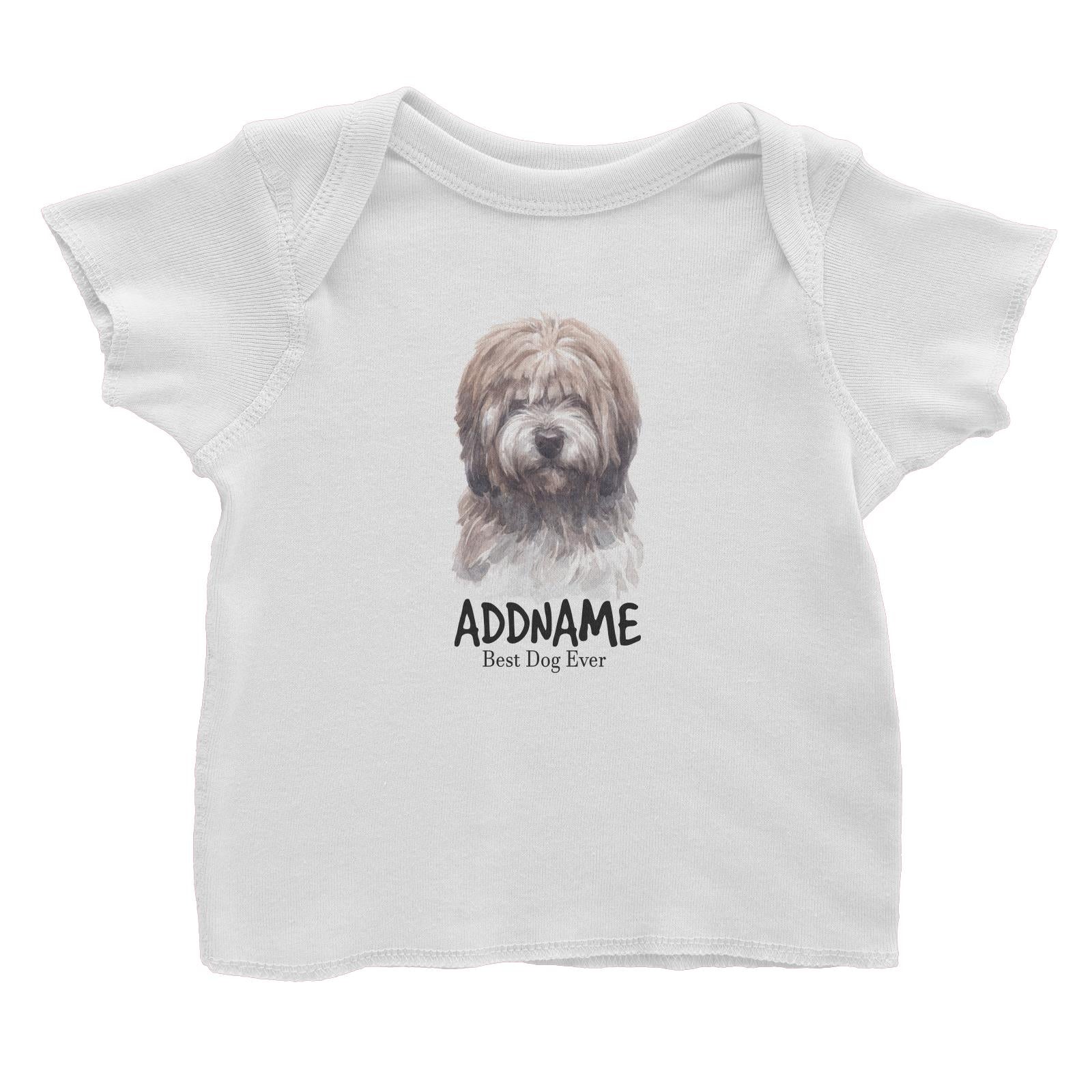 Watercolor Dog Tibetan Best Dog Ever Addname Baby T-Shirt