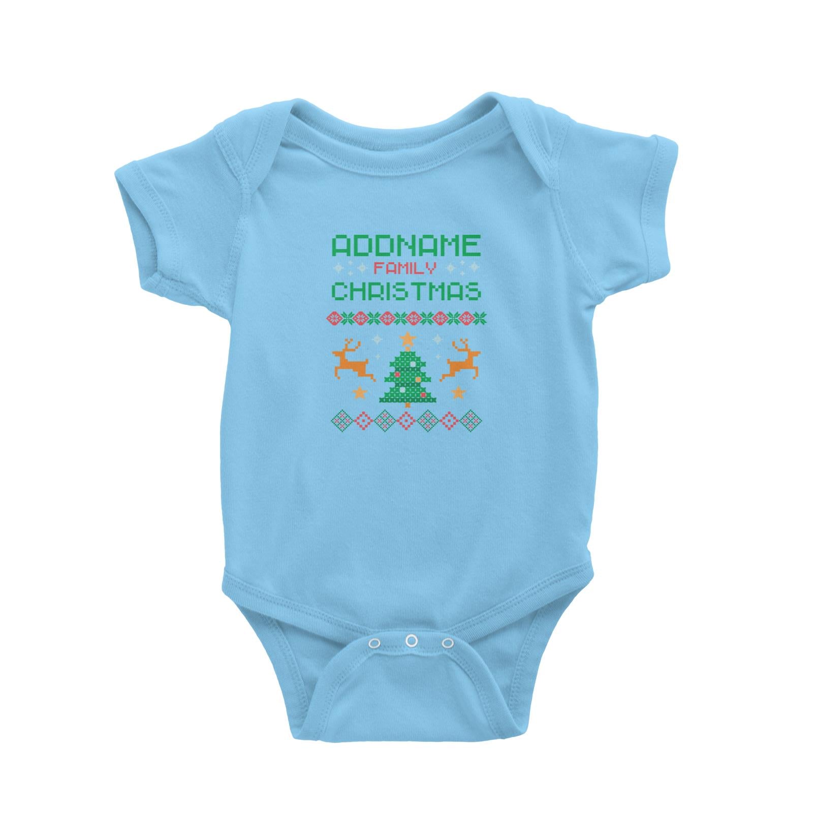 Christmas Series Addname Family Sweater Design Baby Romper