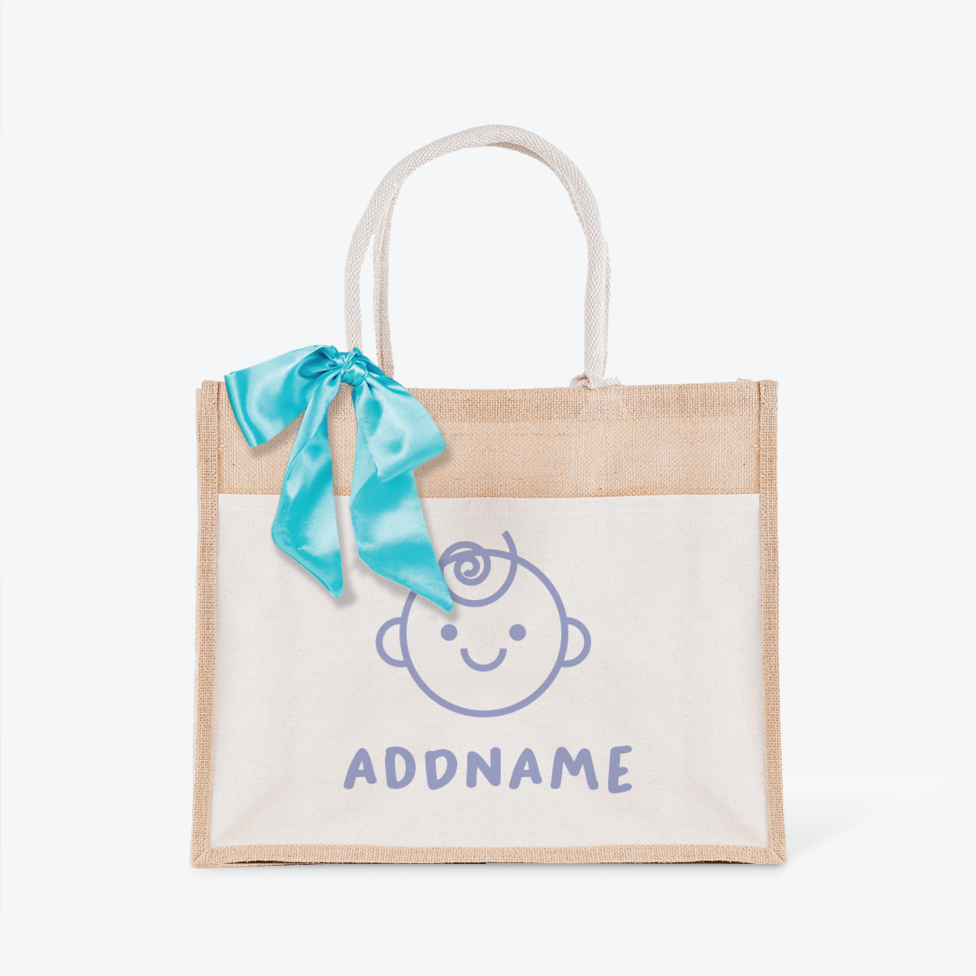 Dreamy Blue Jute Bag with Front Pocket