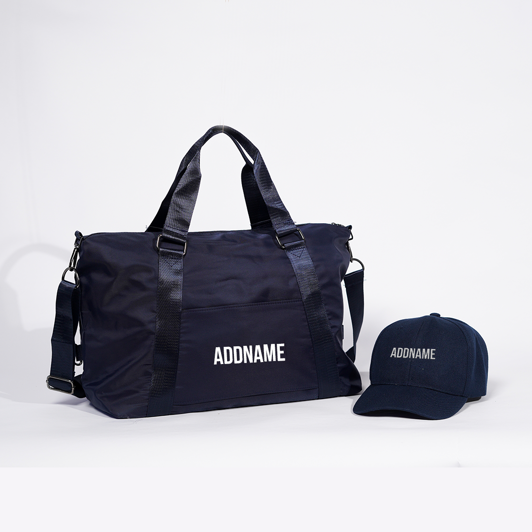 Duffle Bag with Baseball Cap - Navy Blue
