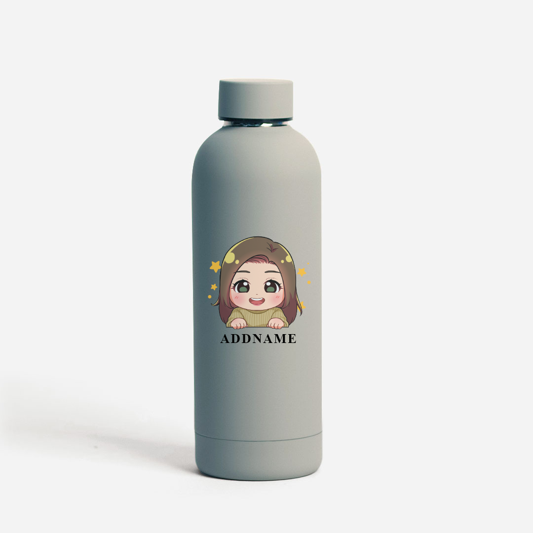 Chibi Me - Light Grey Mizu 500ml Thermo Water Bottle