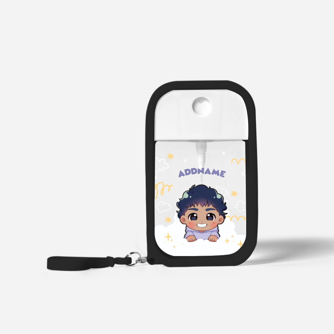 Chibi Me Series Refillable Hand Sanitizer with Personalisation - Indian Male Black
