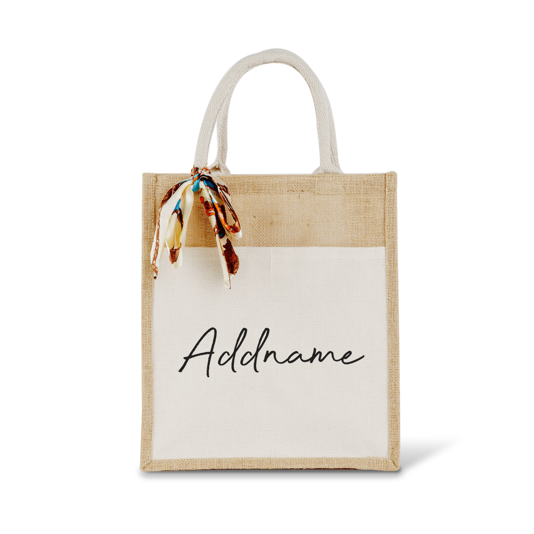 Colourful Jute Bag with Front Pocket