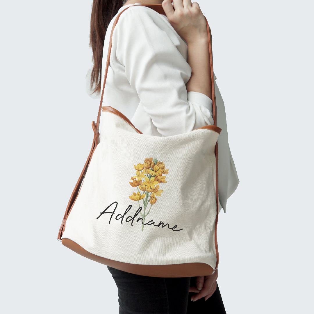 Premium Dahlia Bag with Yellow Flower Addname