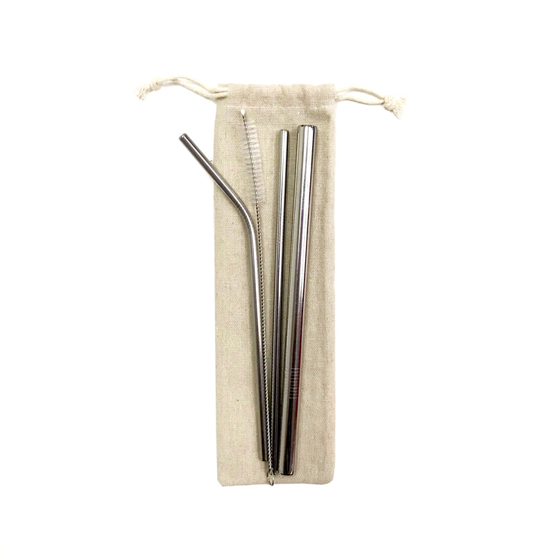 Cute Hand Drawn Style Turtle Addname ST SZP 4-In-1 Stainless Steel Straw Set in Satchel