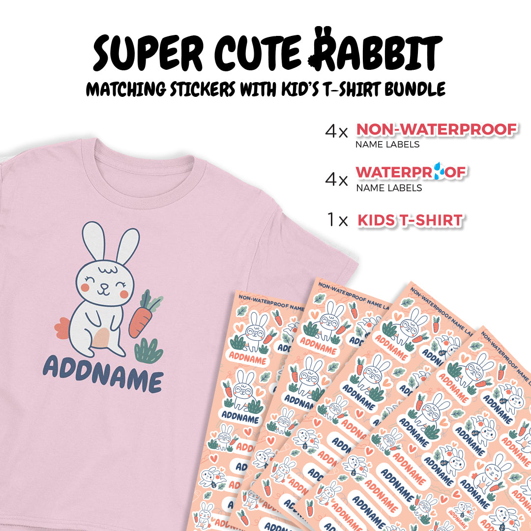 Super Cute Rabbit Matching Stickers With Kid's T-Shirt Sticker Bundle Set