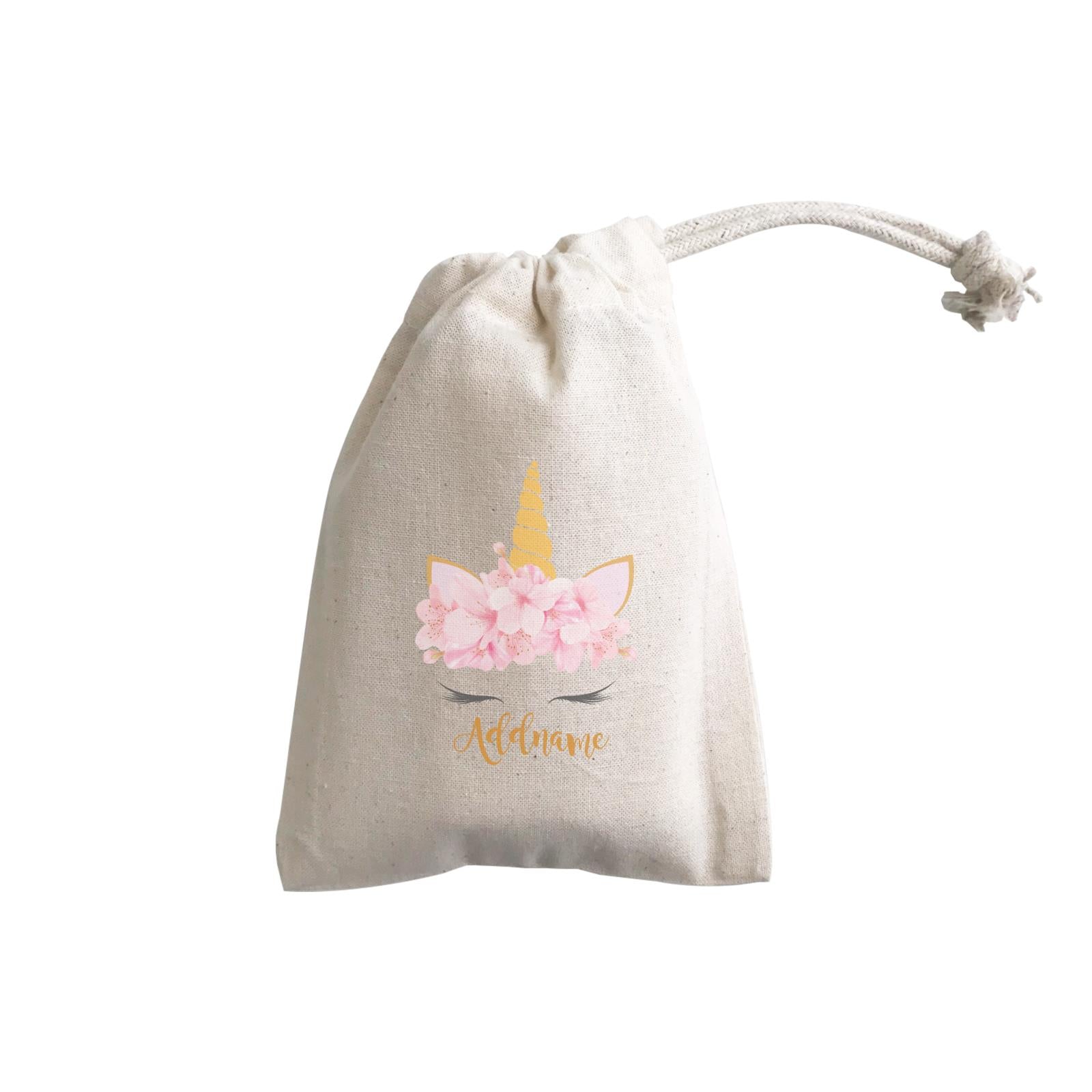 Pink Flower Garland Unicorn Face Addname GP Gift Pouch