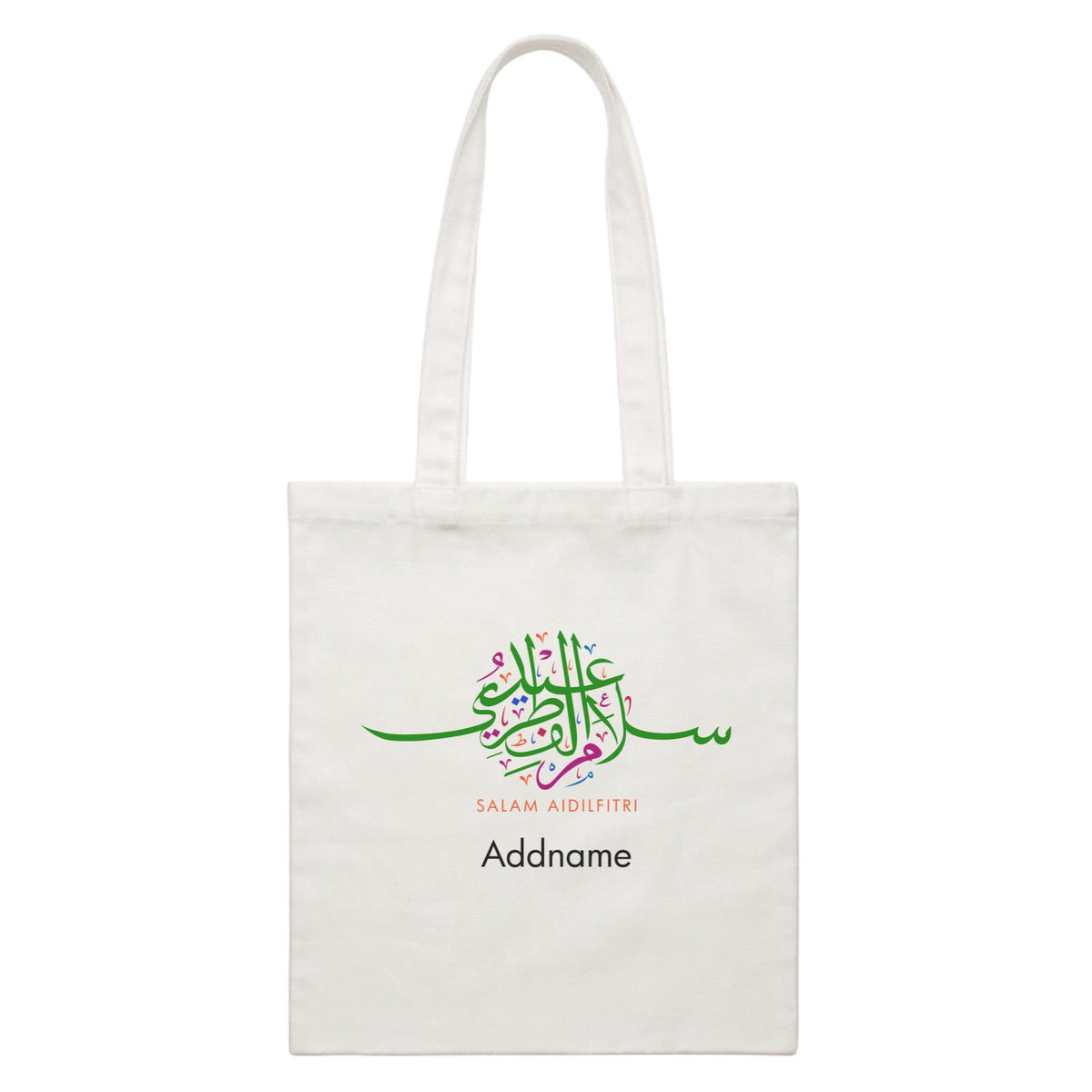 Salam Aidilfitri Colored Jawi Typography White Canvas Bag - FamsyMall