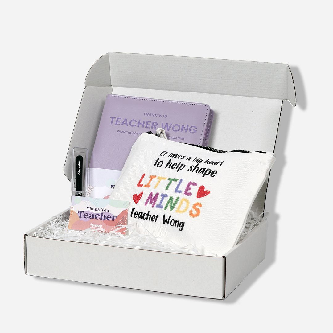 Teacher Appreciation Gift Set - Lavender Notebook with Pen and Zipper Pouch