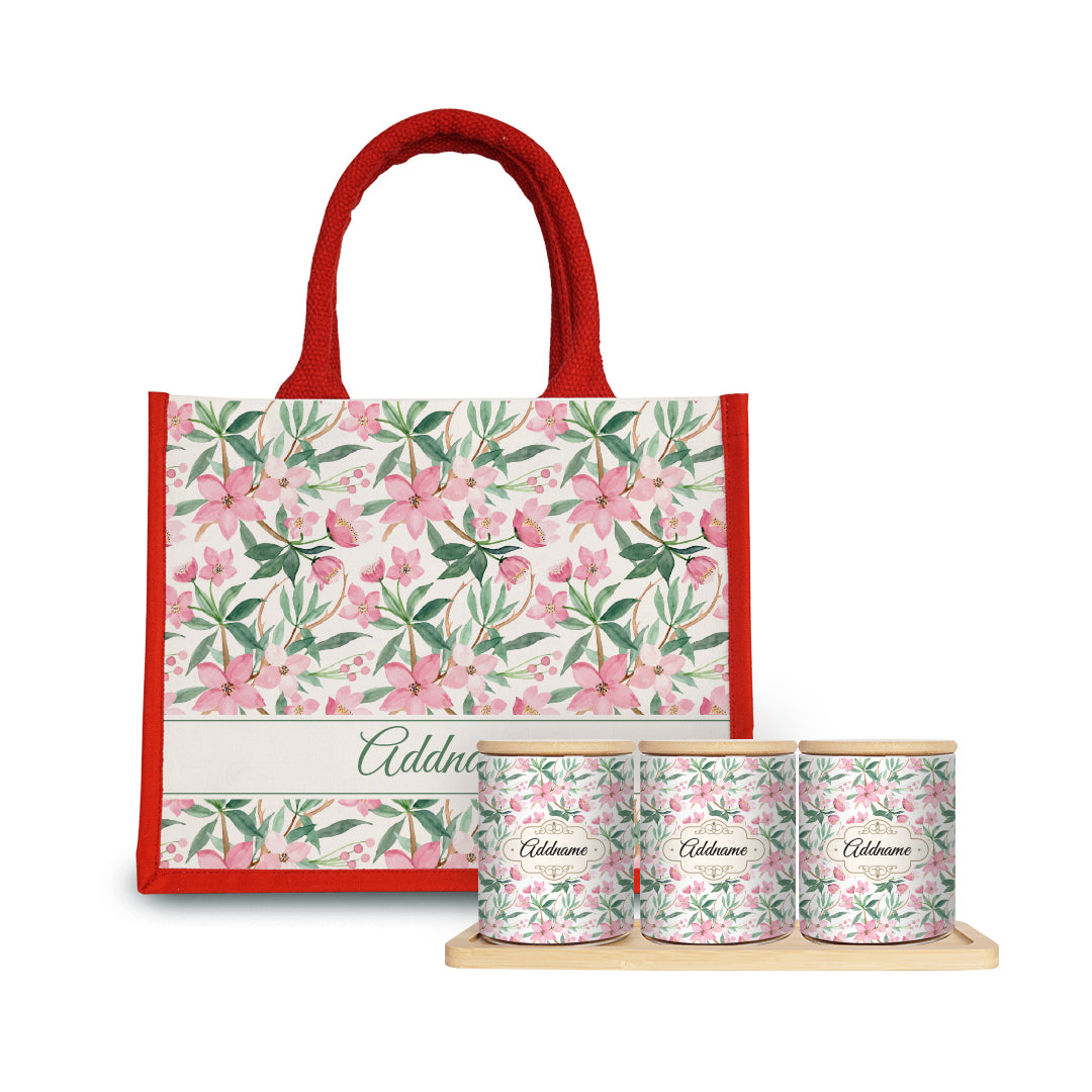 Blossom Canister with Half Lining Small Jute Bag