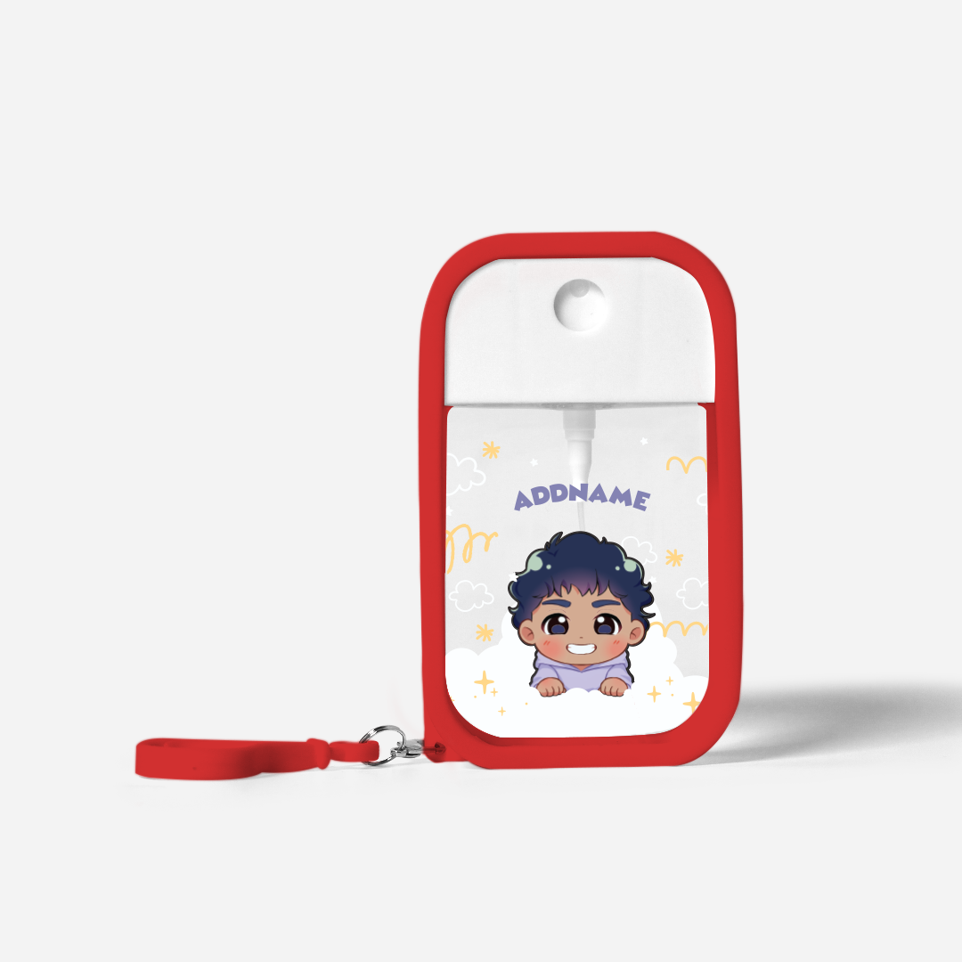 Chibi Me Series Refillable Hand Sanitizer with Personalisation - Indian Male Red