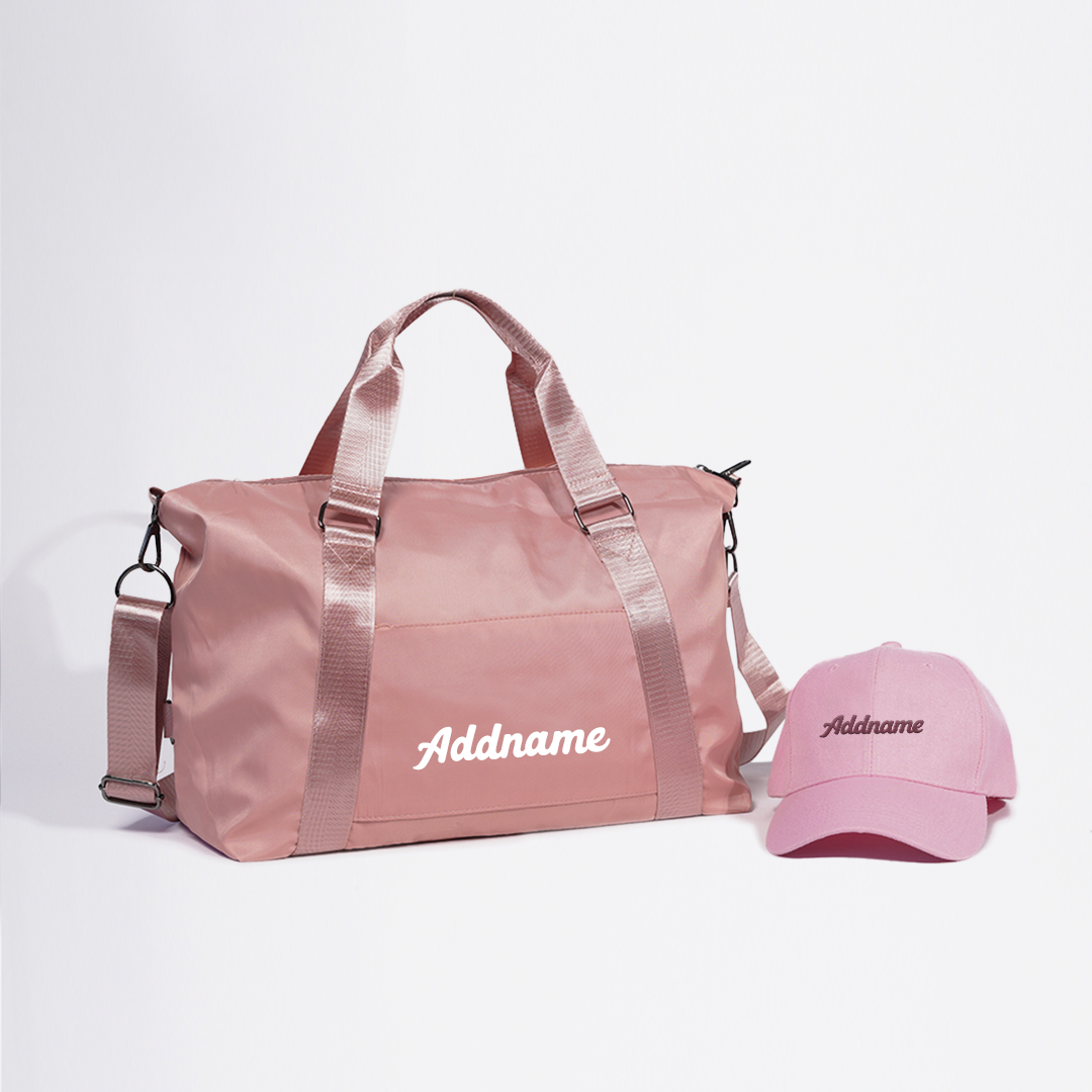 Duffle Bag with Baseball Cap - Light Pink